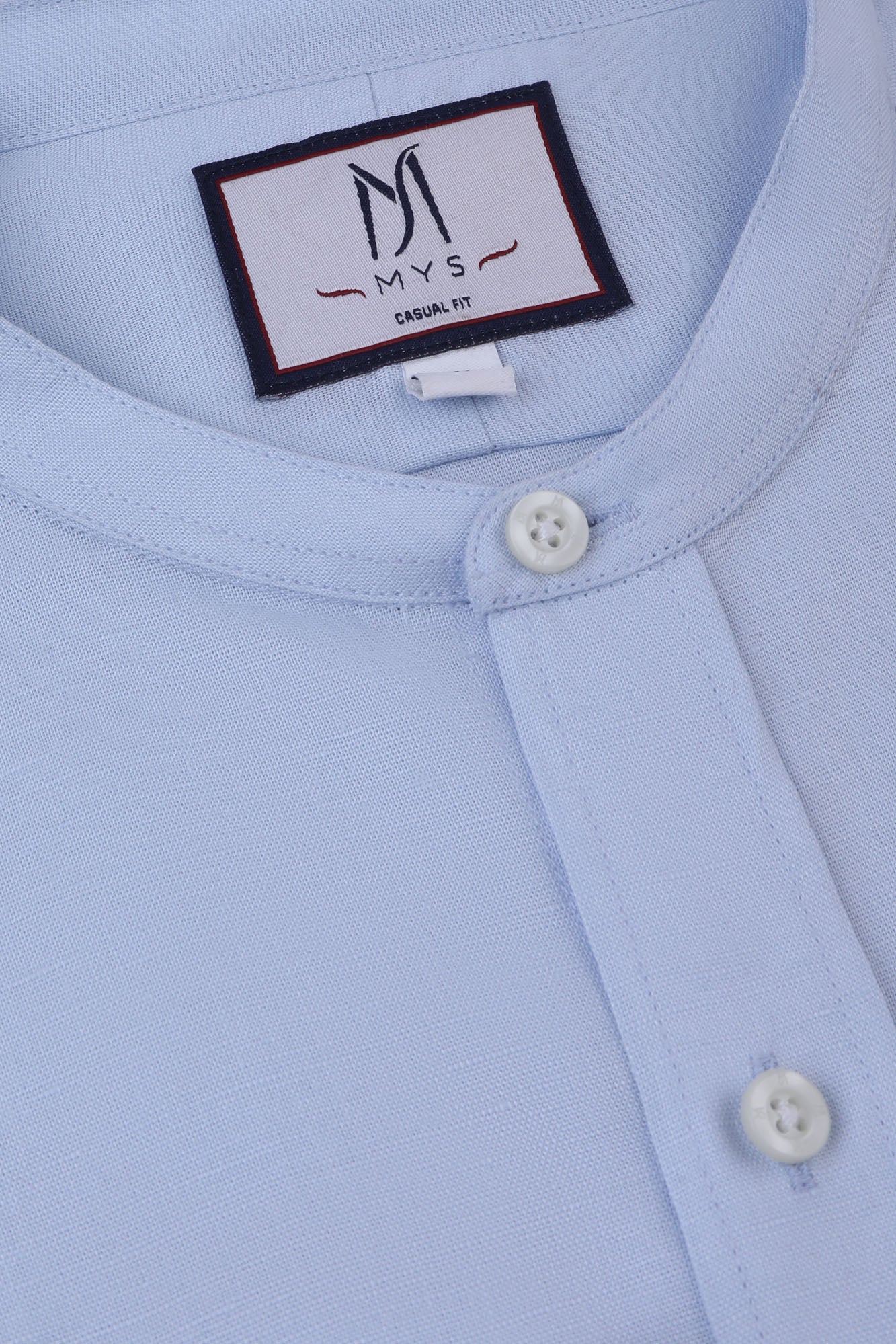 Linen Cotton Mandarin Collar Shirt