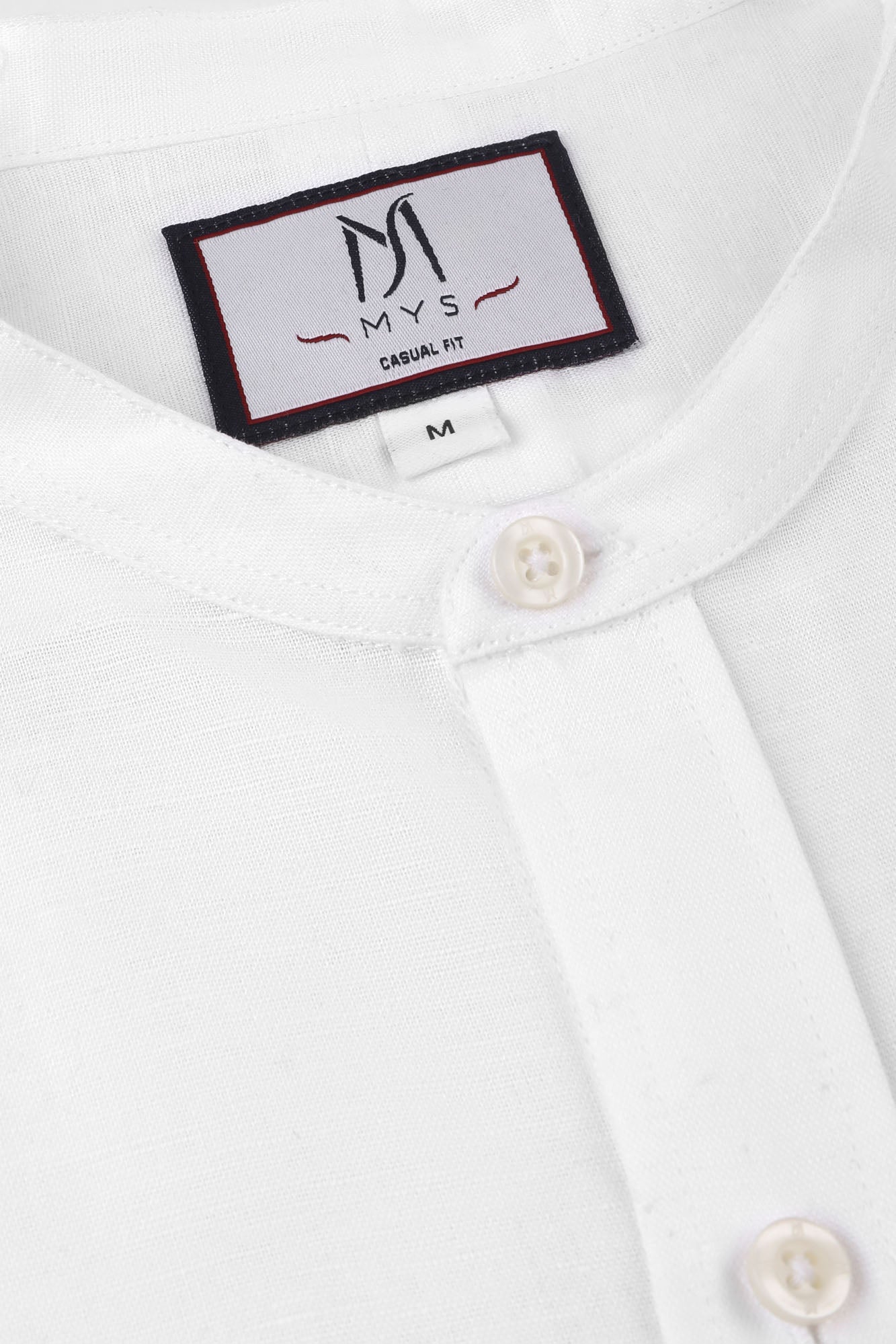 Linen Cotton Mandarin Collar Shirt