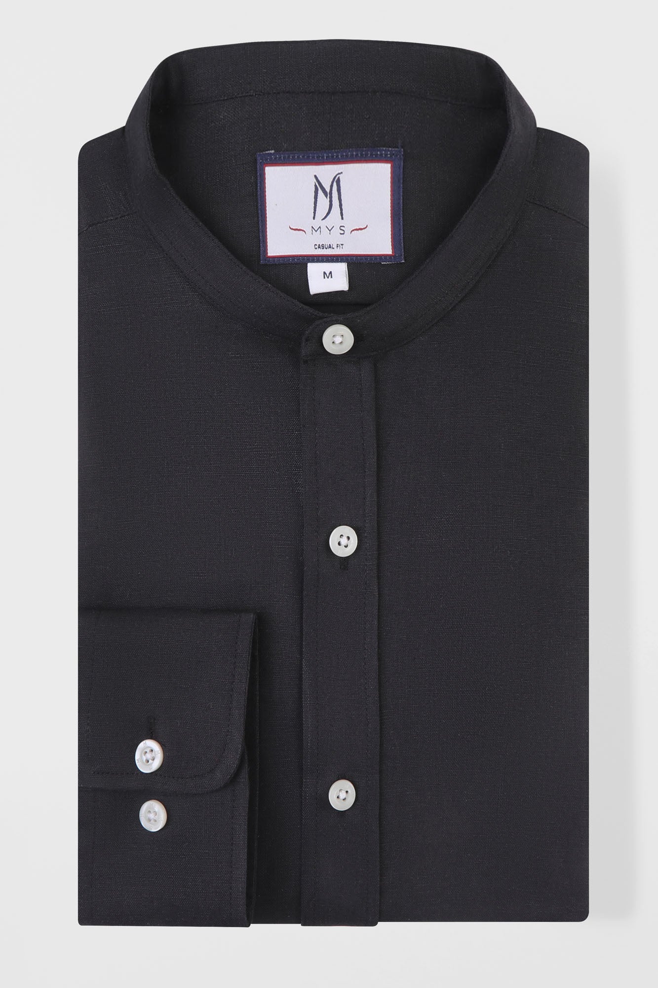 Linen Cotton Mandarin Collar Shirt