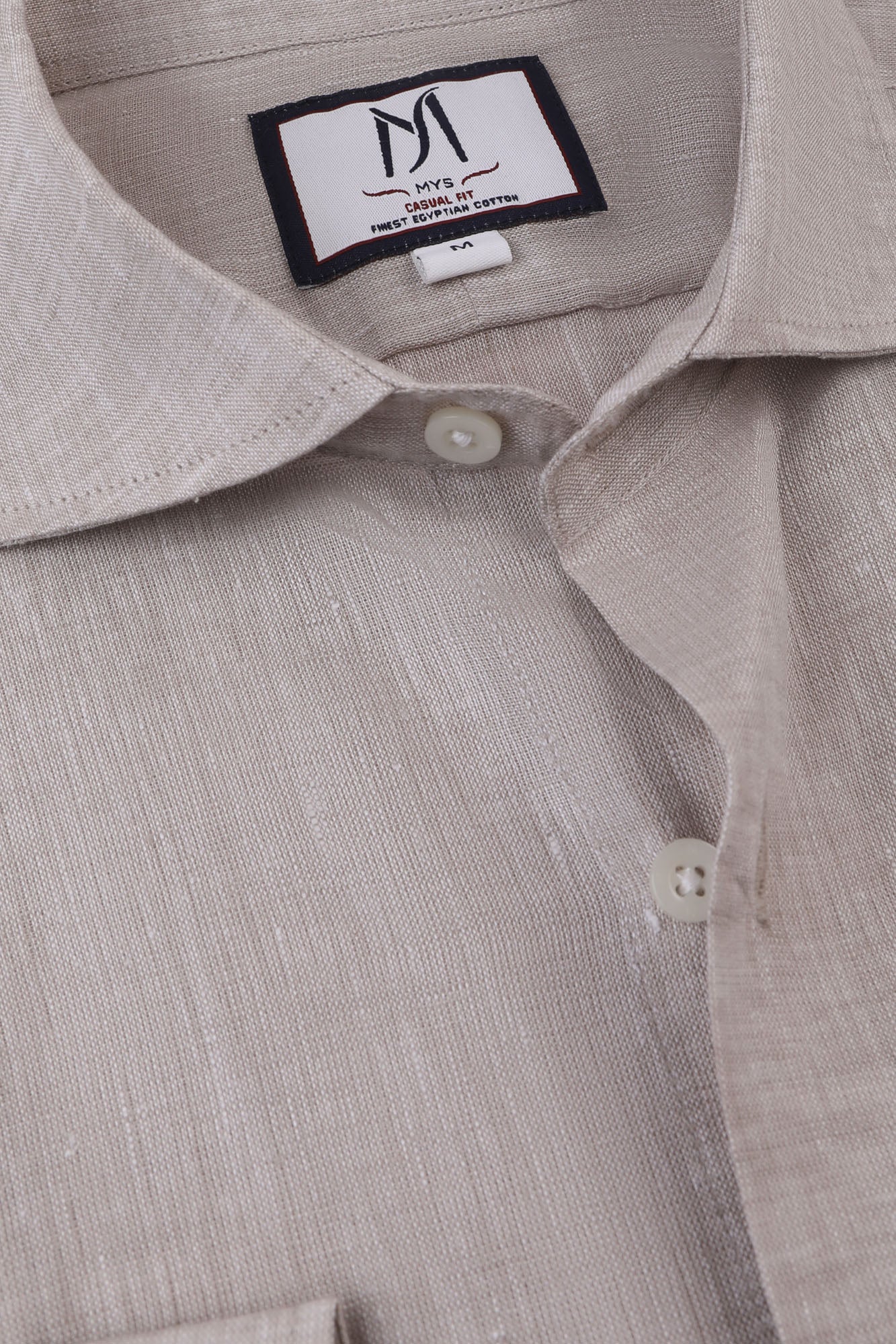 Beige Pure Linen Cutaway Shirt
