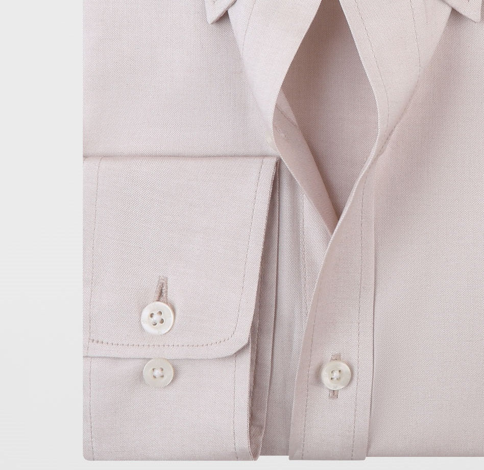 Beige Oxford Button-Down Shirt