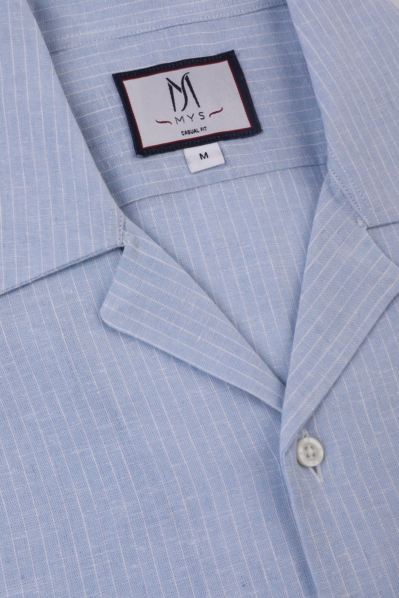 White Pin Stripe Linen Cotton Revere Shirt