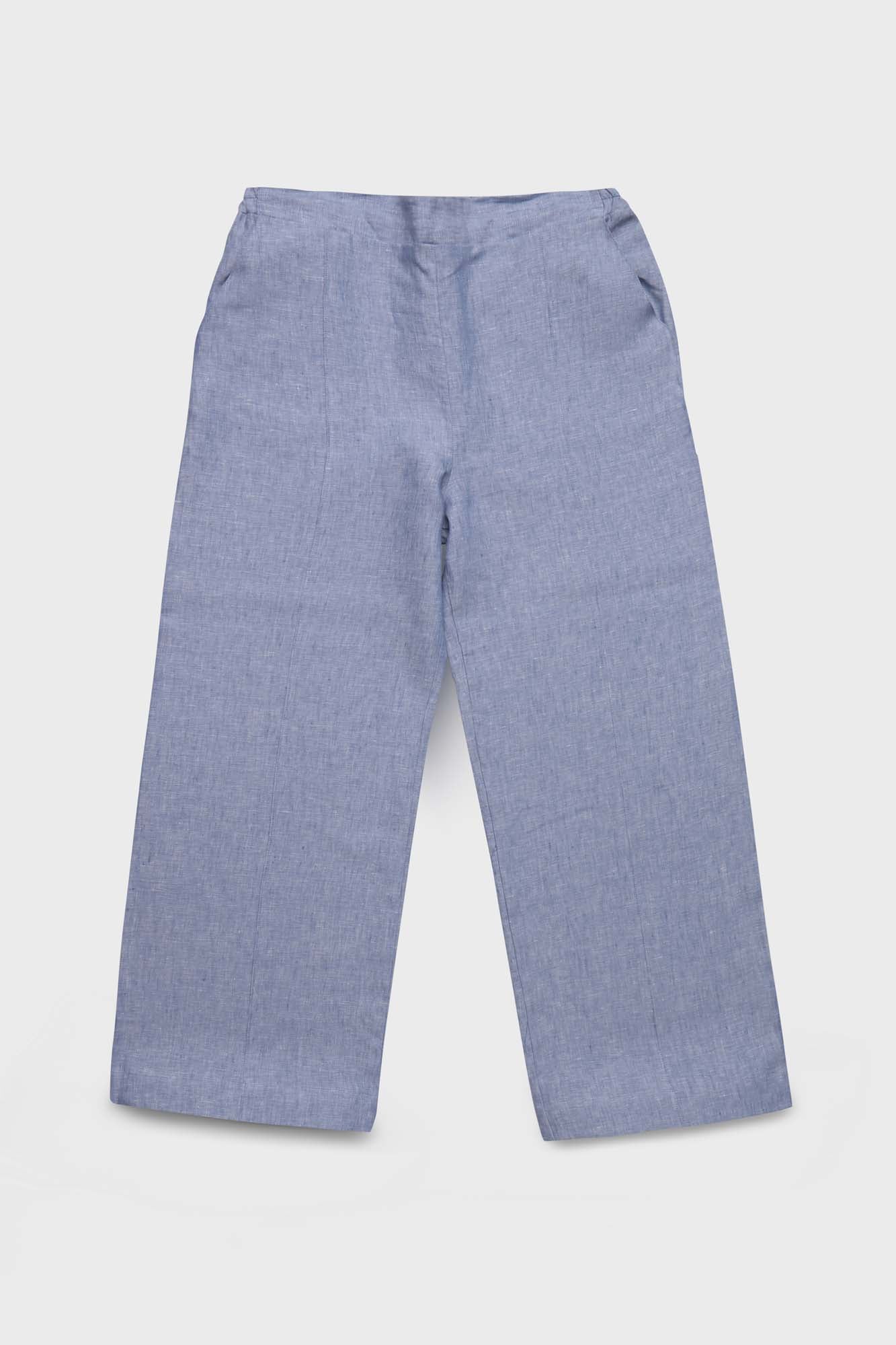 Light Blue Pure Linen Pants