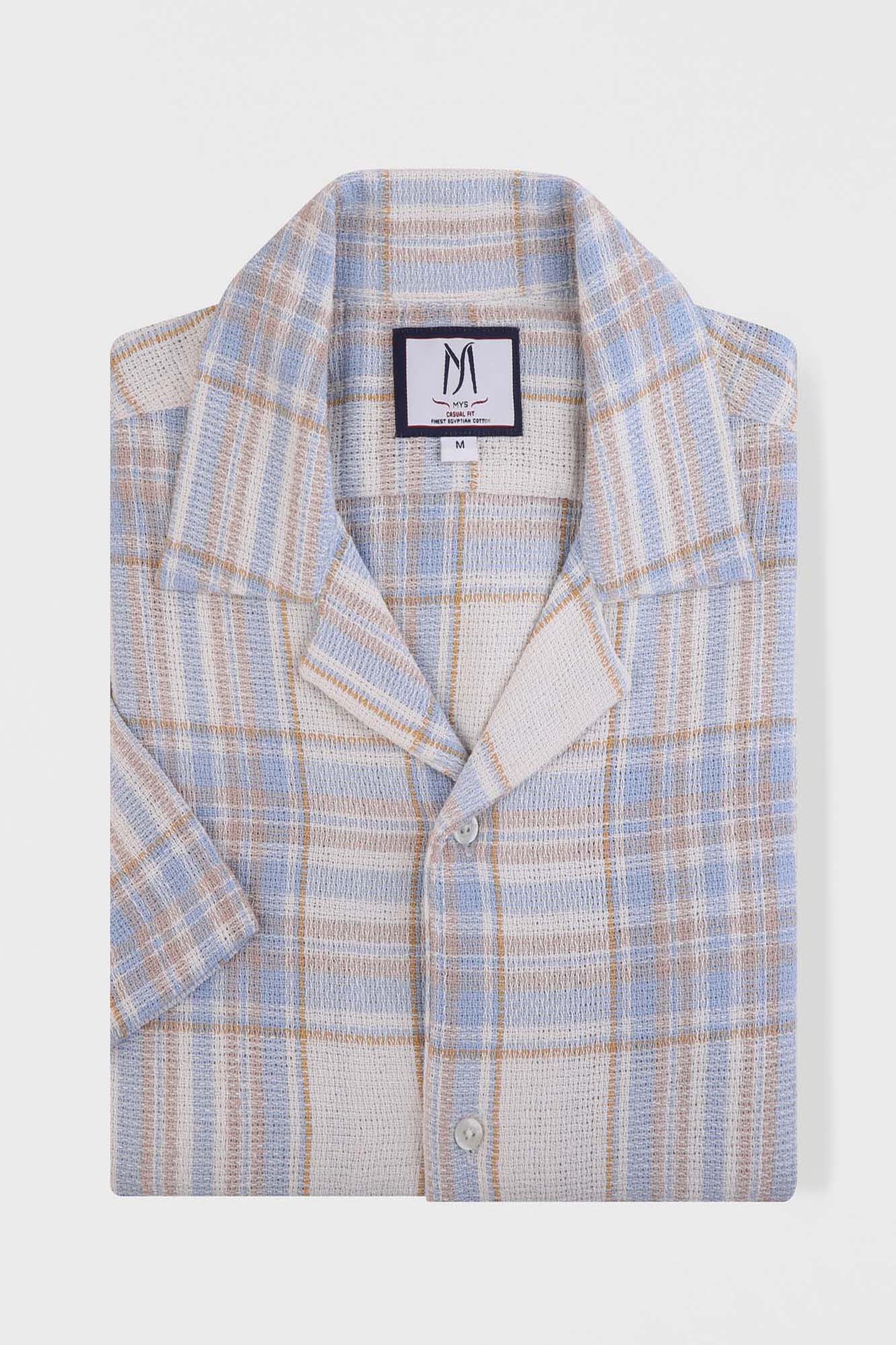 Beige Checkered Revere Shirt