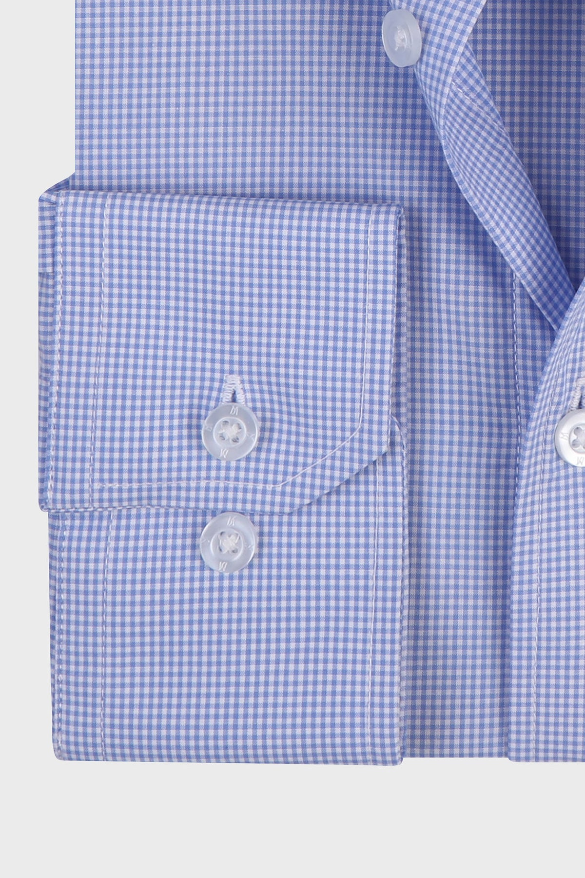 Light Blue Checkered Poplin Shirt - Regular Fit