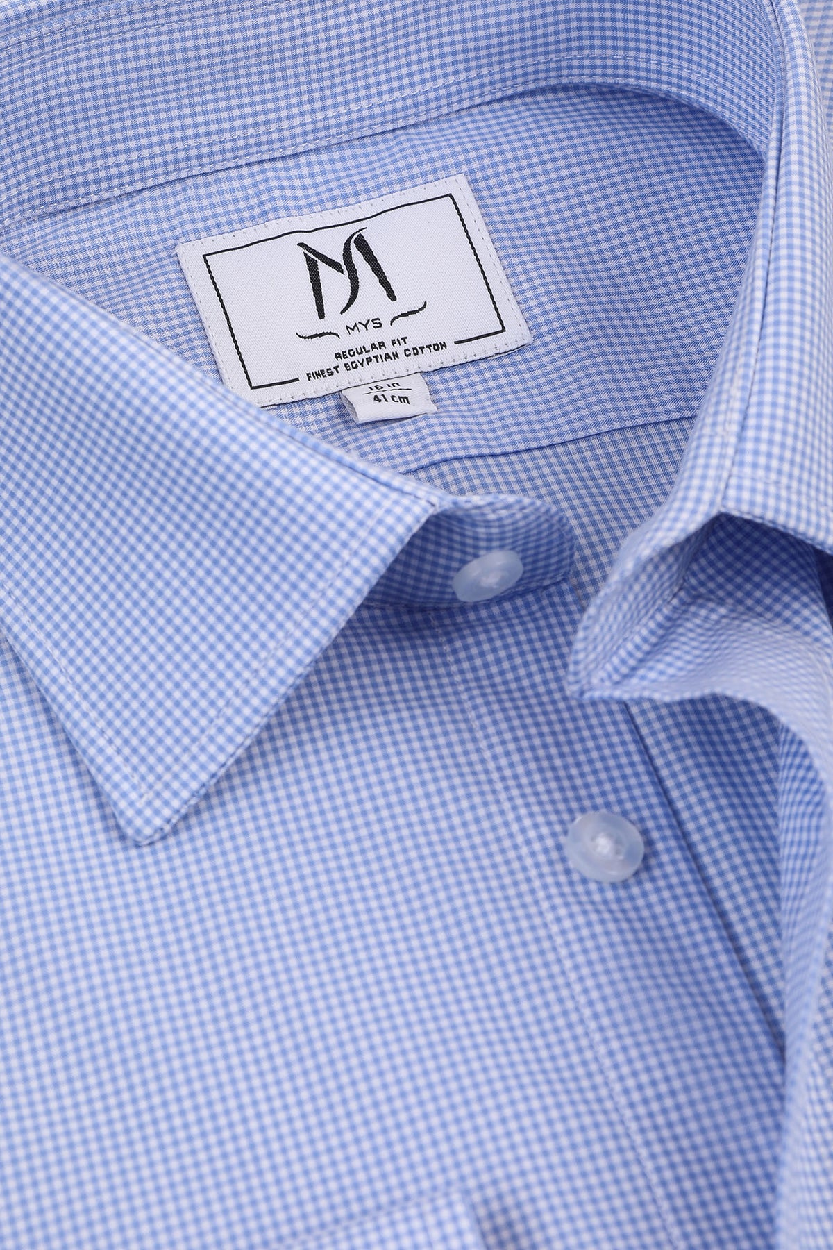 Light Blue Checkered Poplin Shirt - Regular Fit