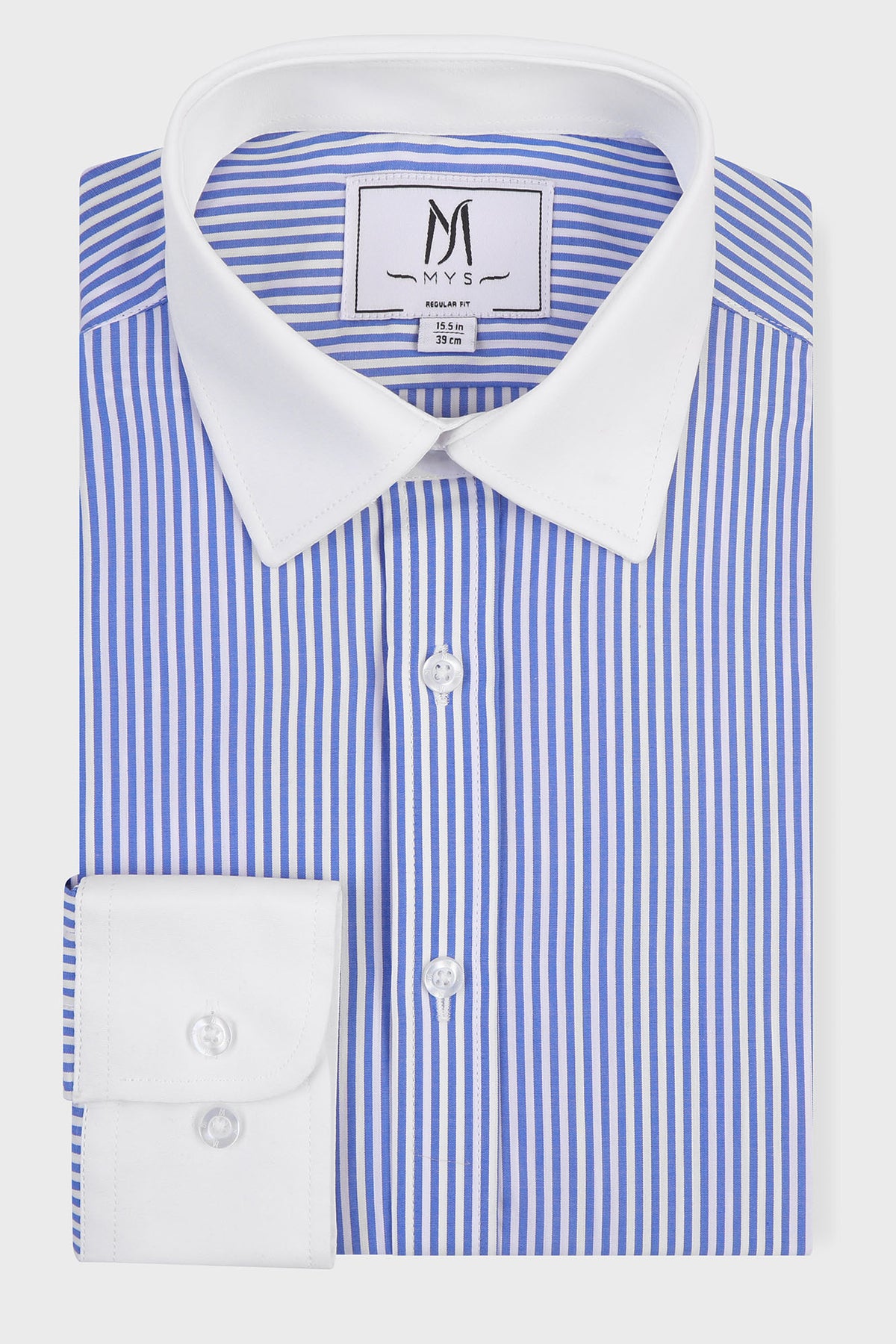 Striped Poplin Contrast Shirt - Regular Fit
