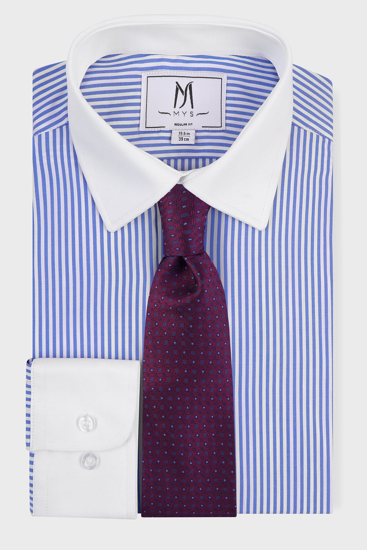 Striped Poplin Contrast Shirt - Regular Fit