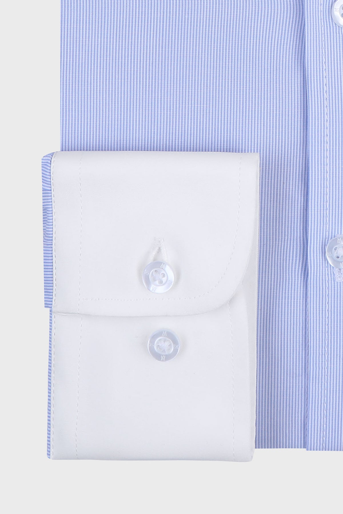 Striped Poplin Contrast Shirt - Regular Fit