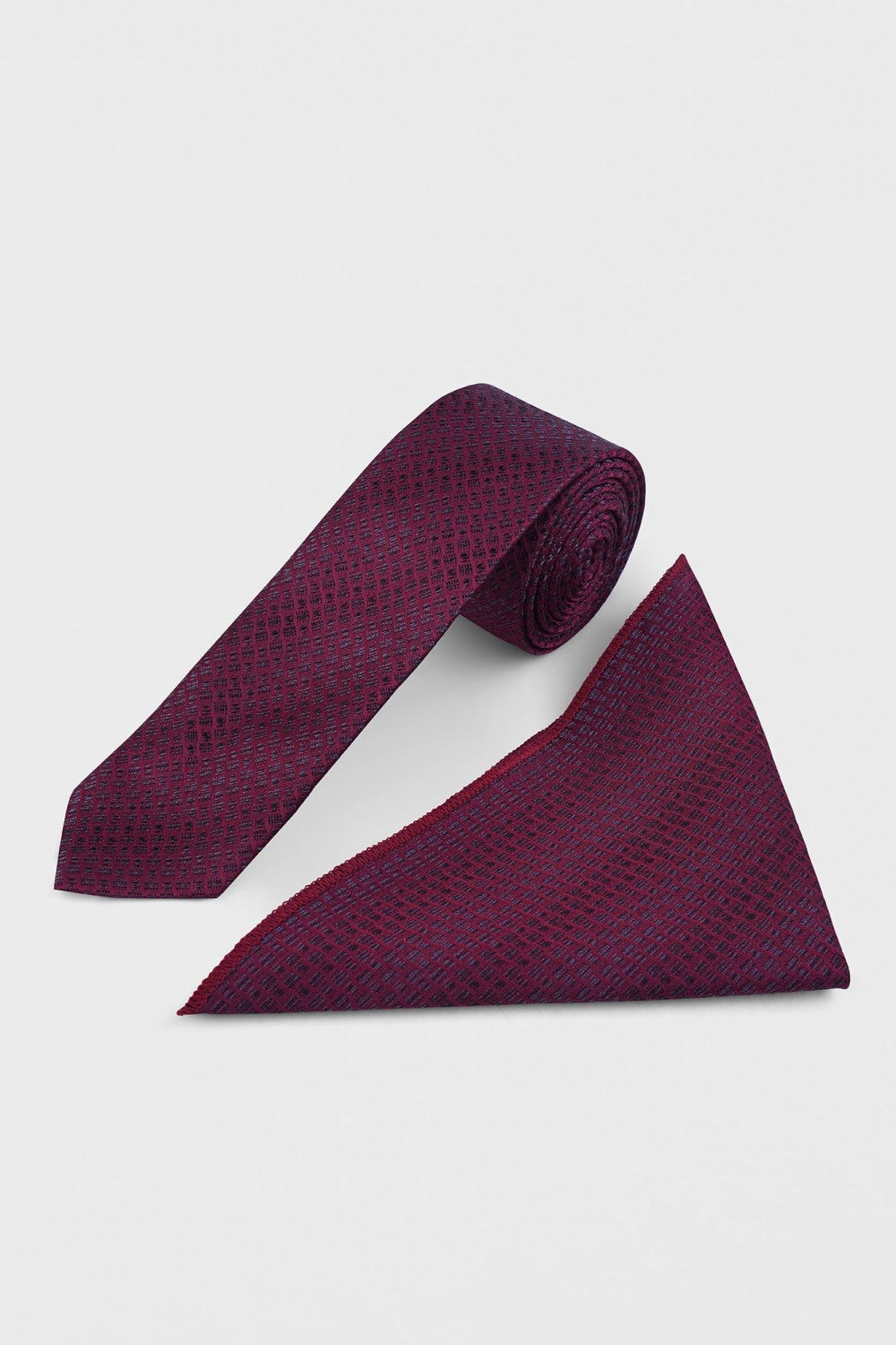 Red Geometric Tie Set