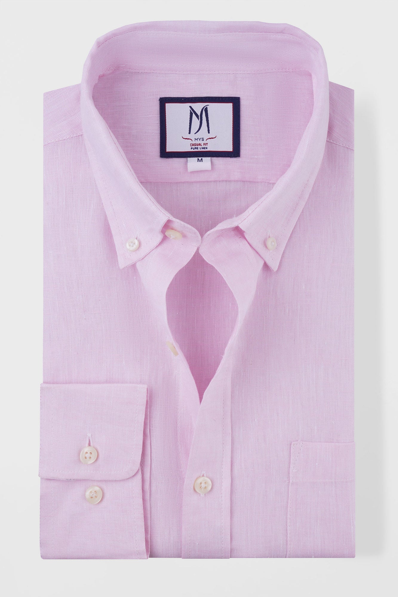 Light Pink Pure Linen Button-Down Shirt
