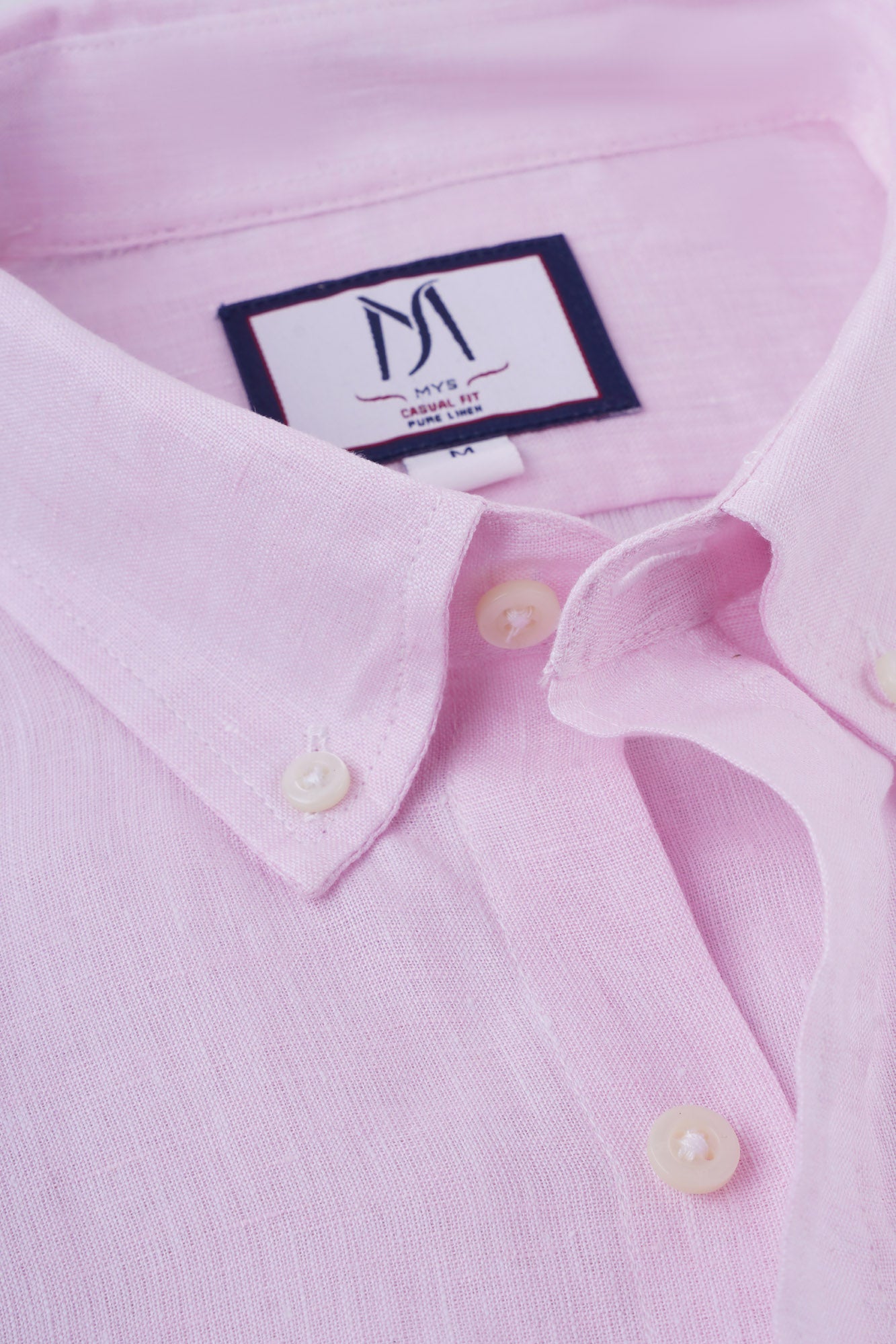 Light Pink Pure Linen Button-Down Shirt