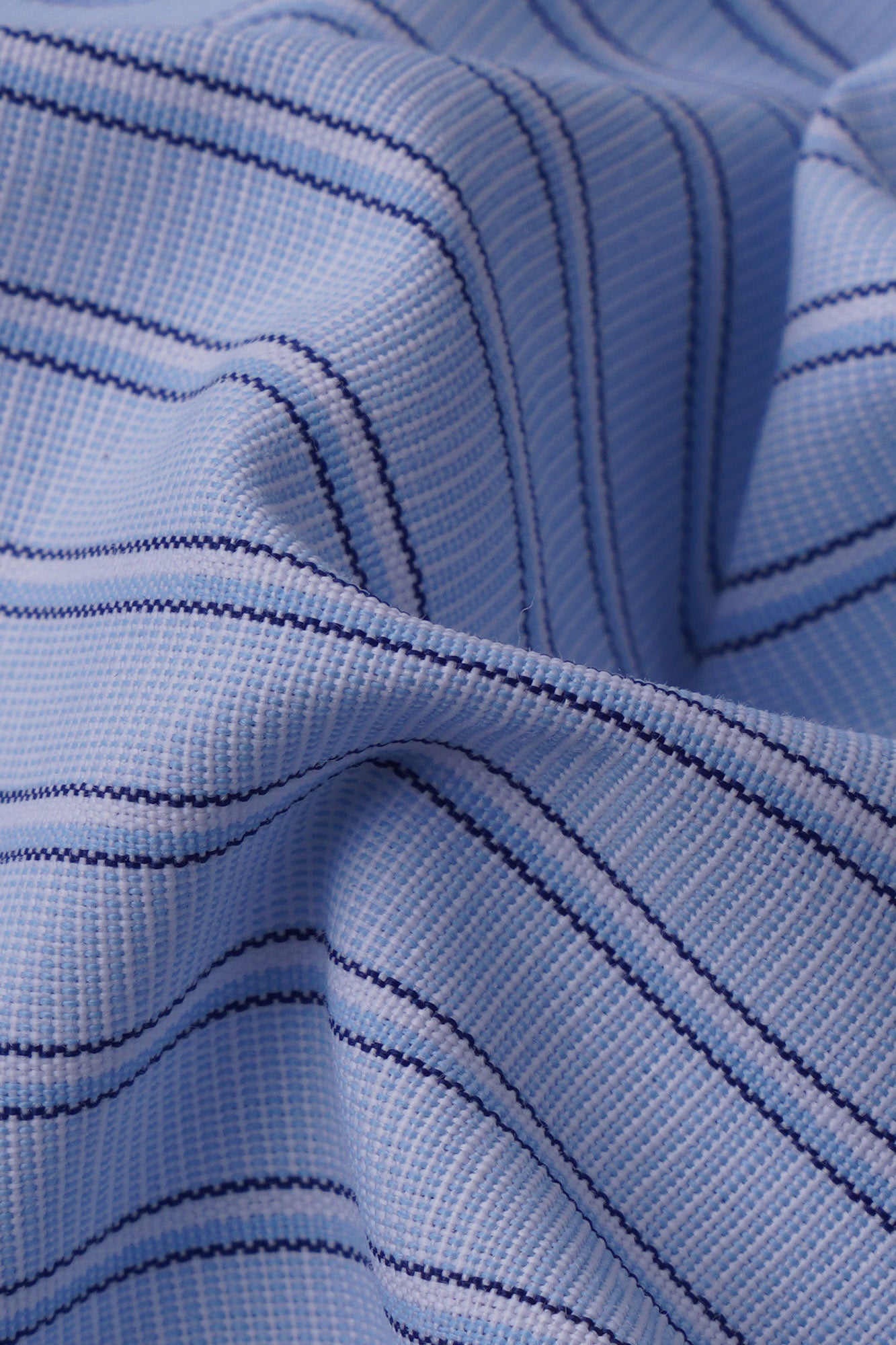 Light Blue Striped Poplin Contrast Shirt - Regular Fit
