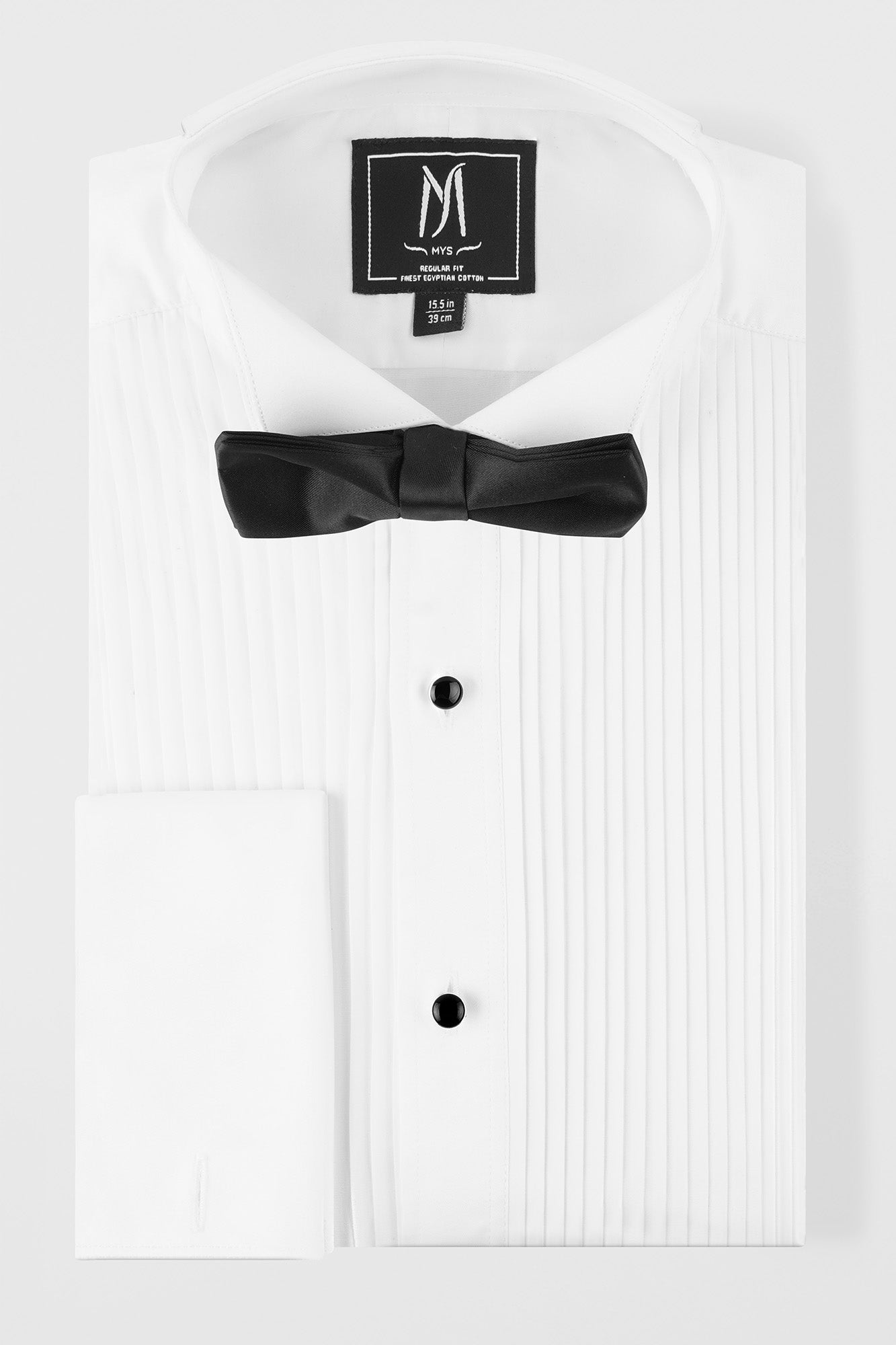 White Pleated Tuxedo Shirt - Slim Fit