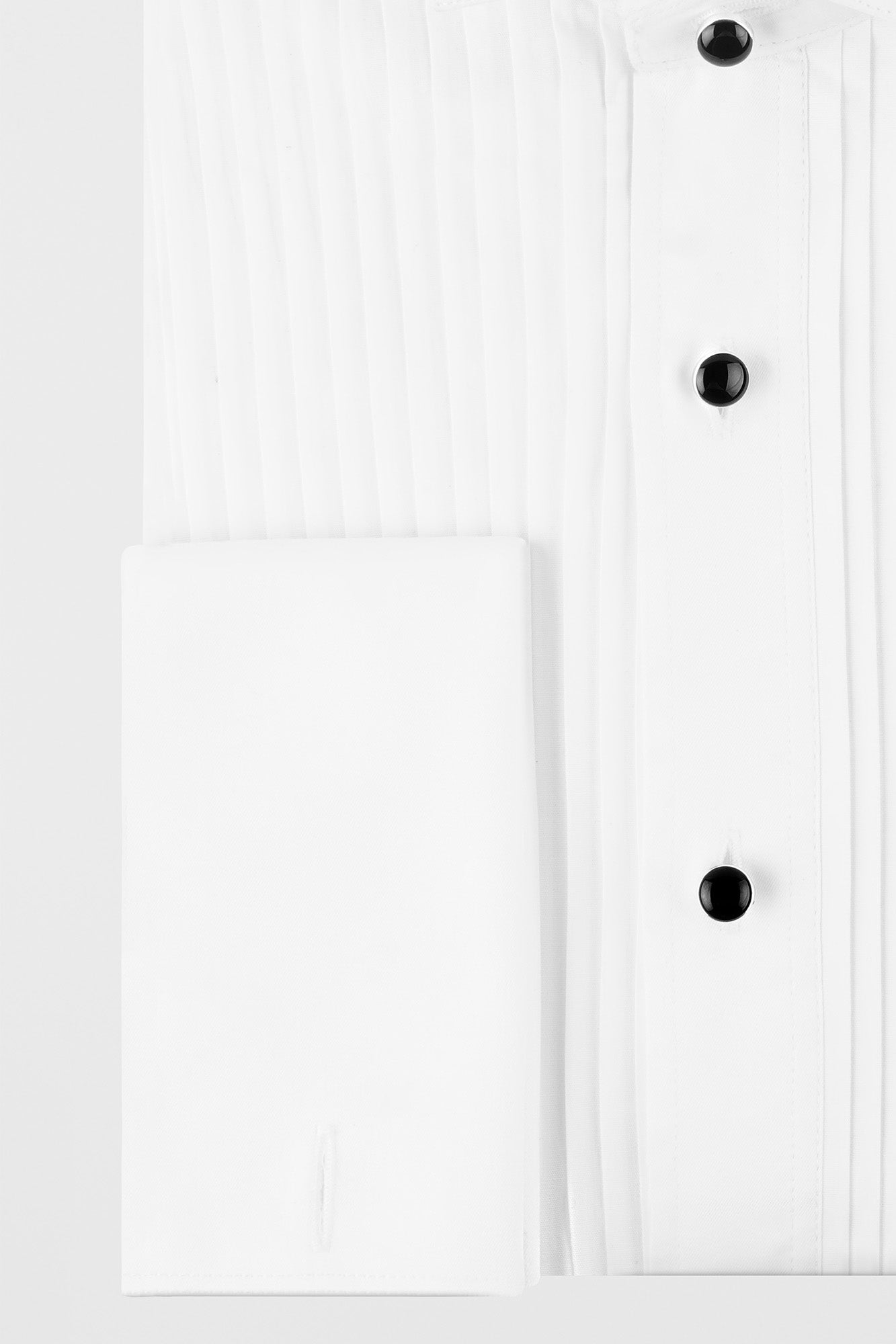 White Pleated Tuxedo Shirt - Slim Fit
