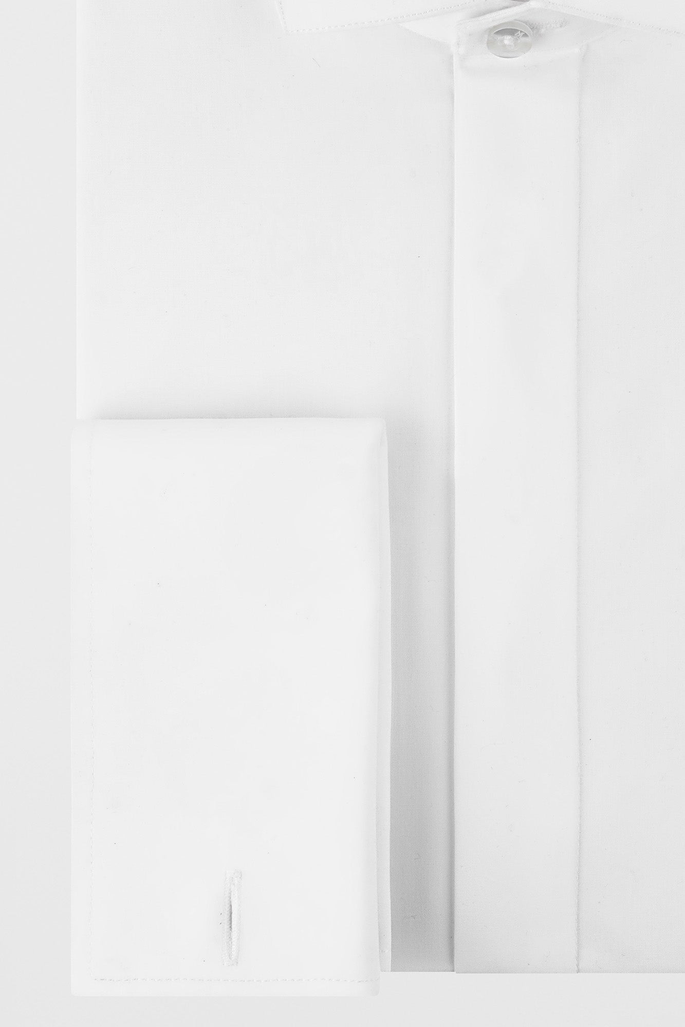 White Hidden Placket Tuxedo Stretch Shirt - Regular Fit