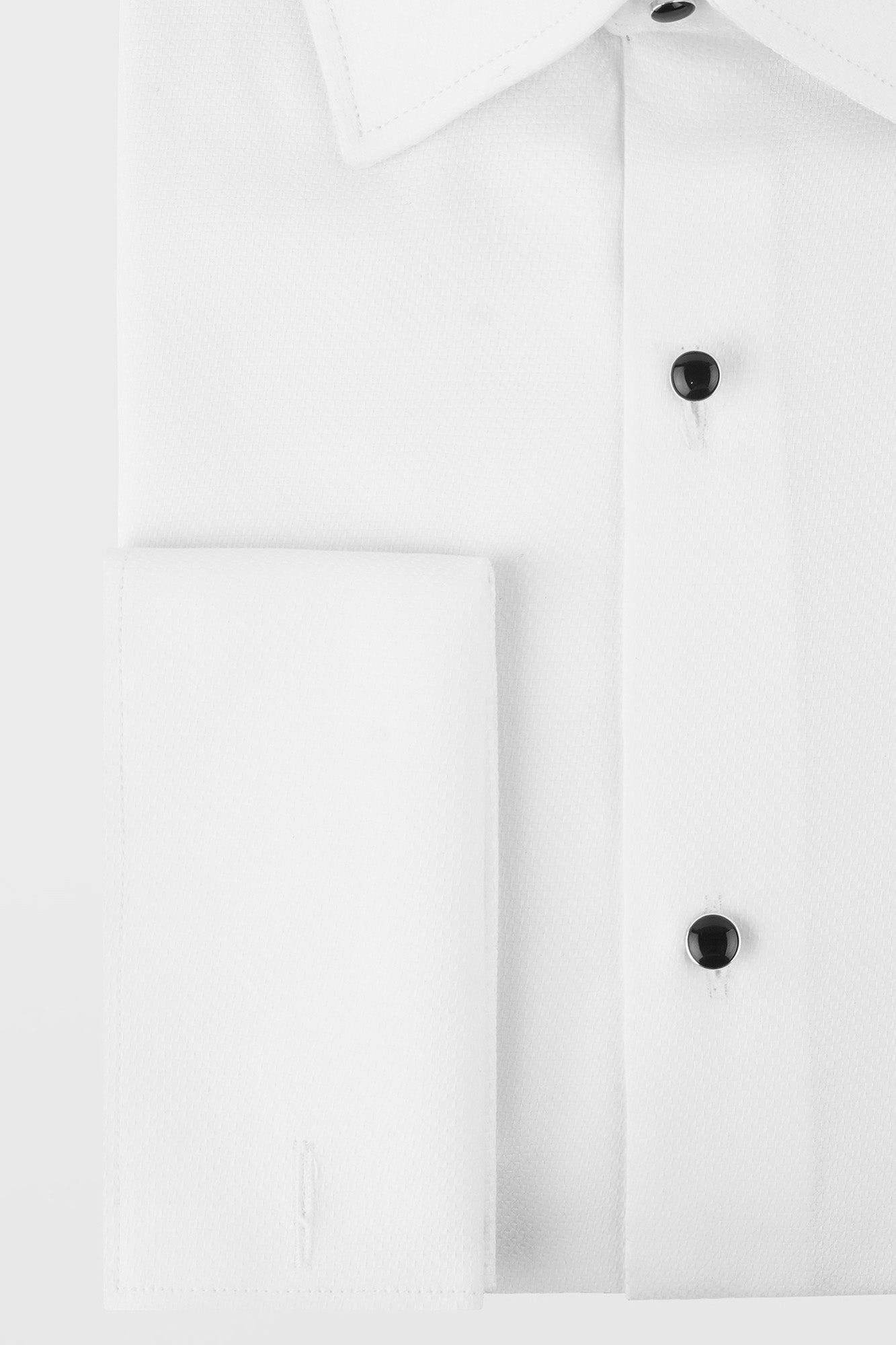 White Dobby Tuxedo Shirt - Regular Fit