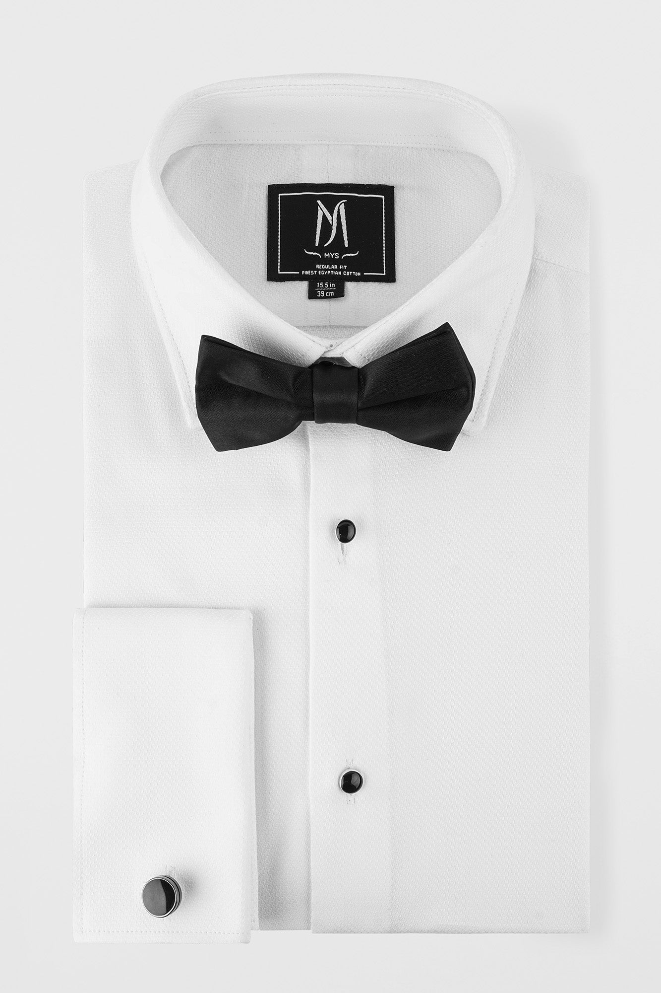 White Dobby Tuxedo Shirt - Regular Fit