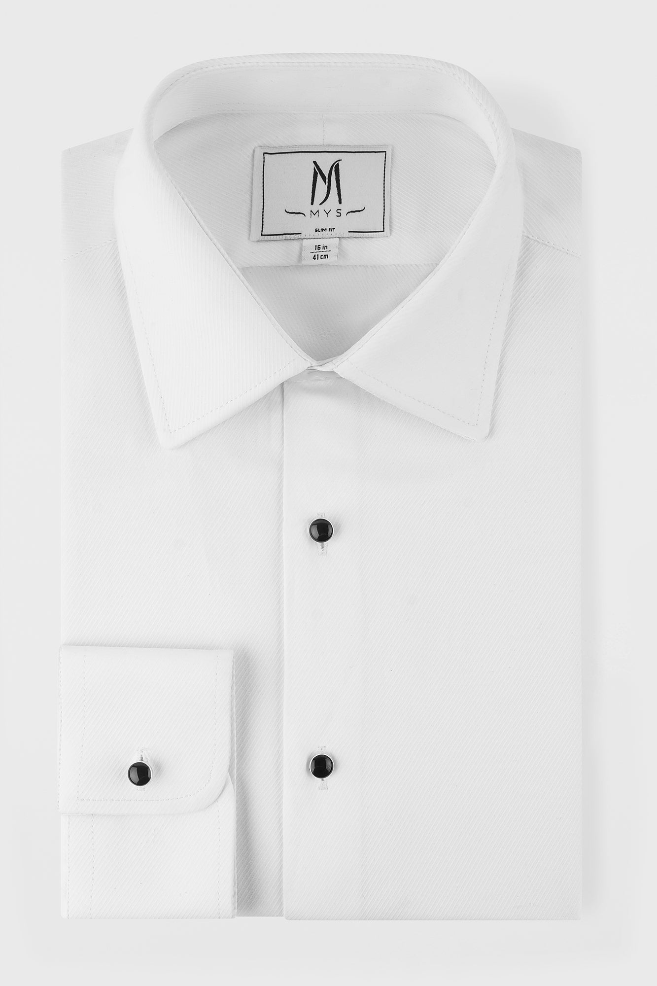 White Twill Tuxedo Shirt - Slim Fit