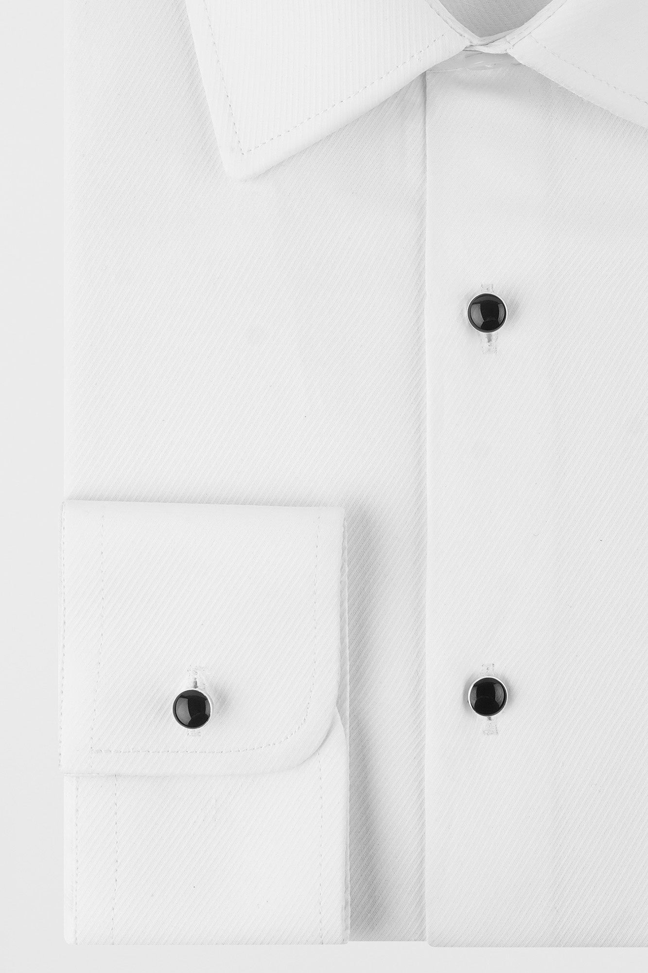 White Twill Tuxedo Shirt - Slim Fit