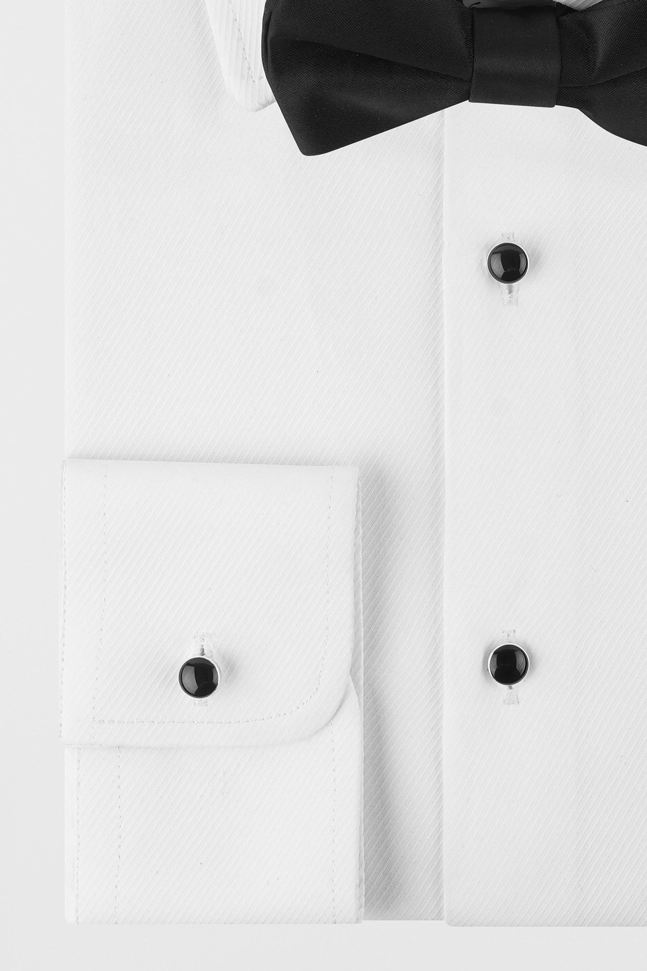 White Twill Tuxedo Shirt - Slim Fit