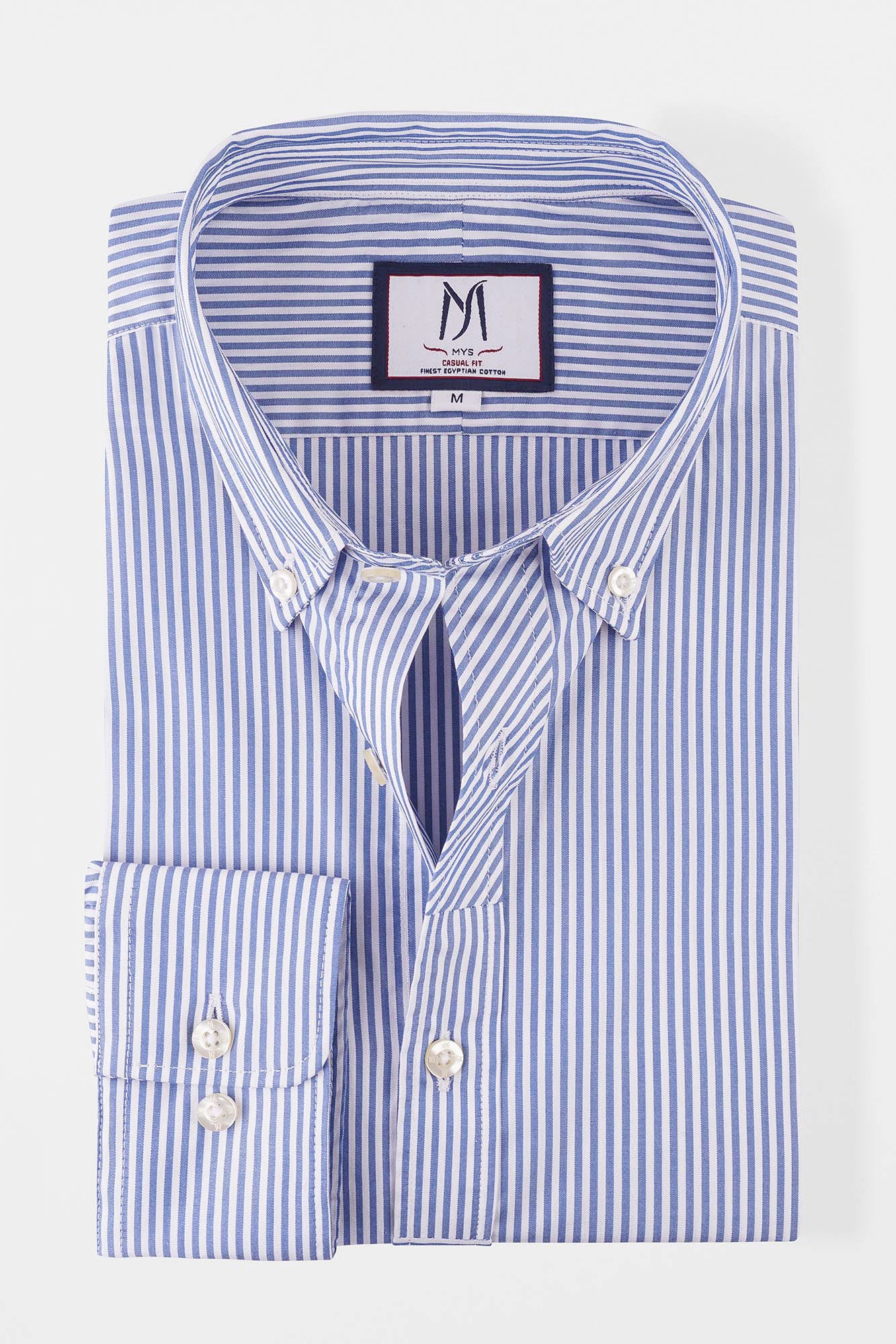 Blue Striped Patch-Work Shirt