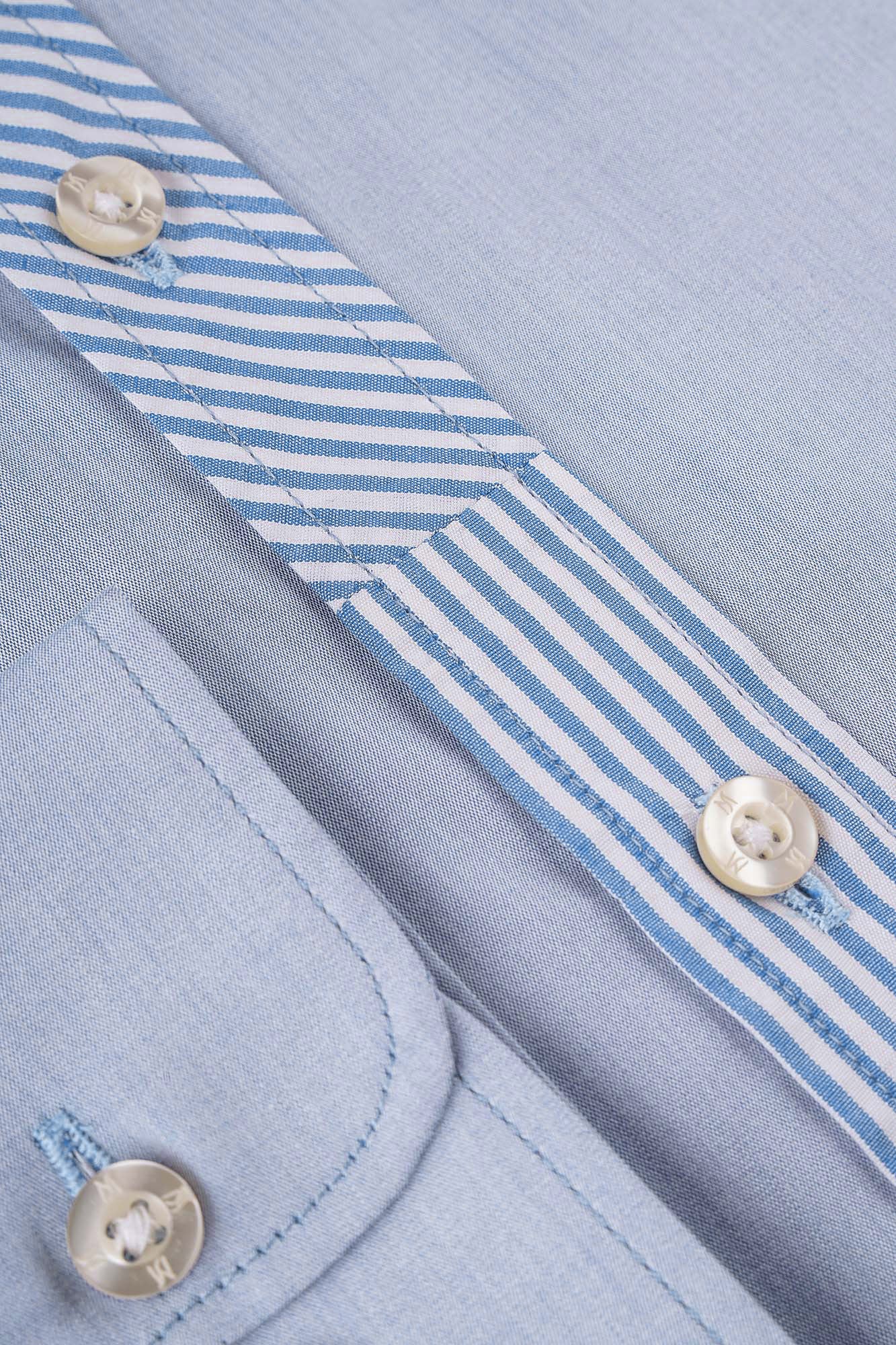 Blue Oxford Patch-Placket Shirt