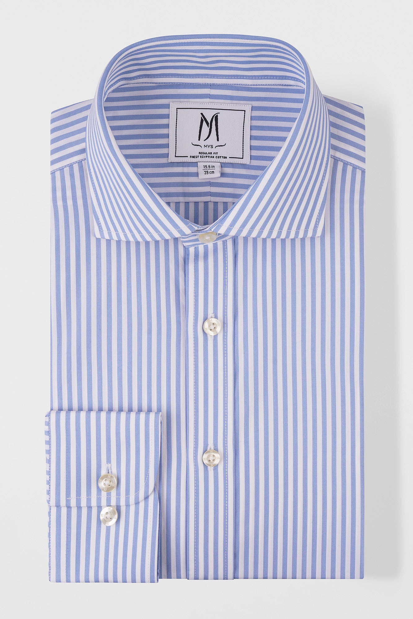 Sky Blue Striped Poplin Shirt - Regular Fit