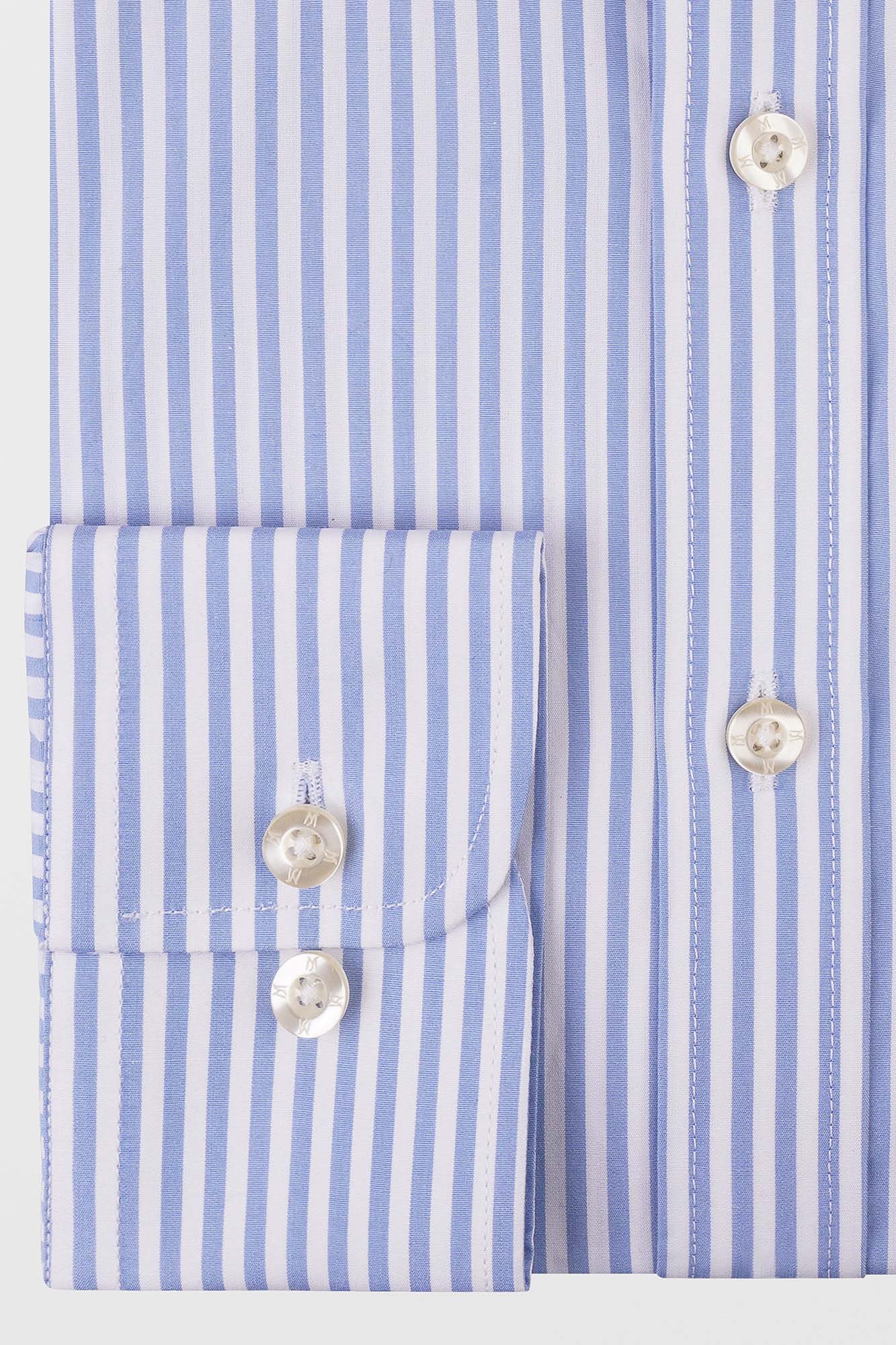 Sky Blue Striped Poplin Shirt - Regular Fit