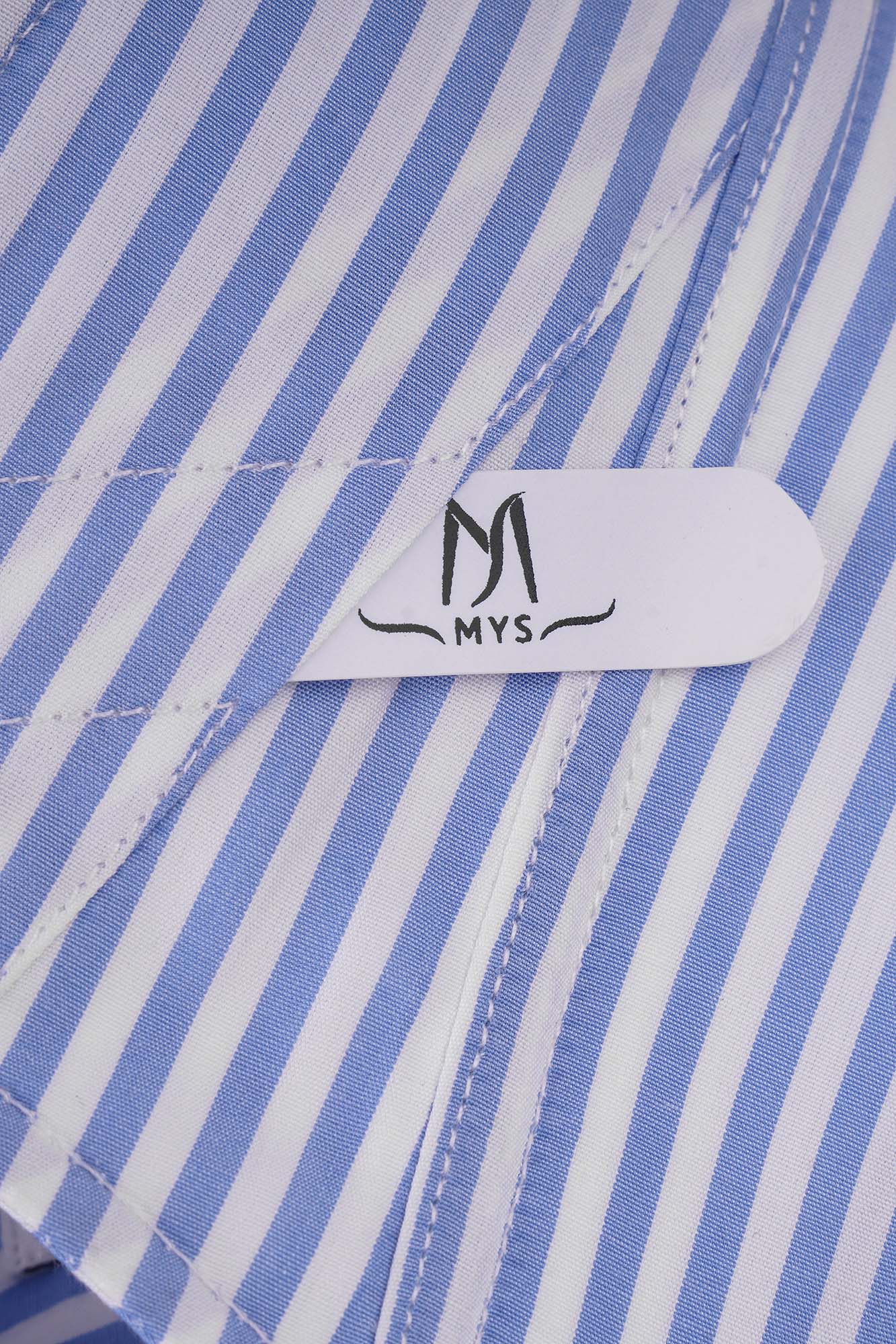 Sky Blue Striped Poplin Shirt - Regular Fit