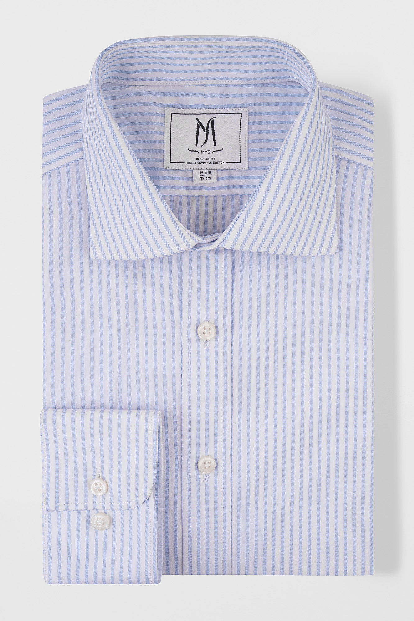 Light Blue Striped Poplin Shirt - Regular Fit