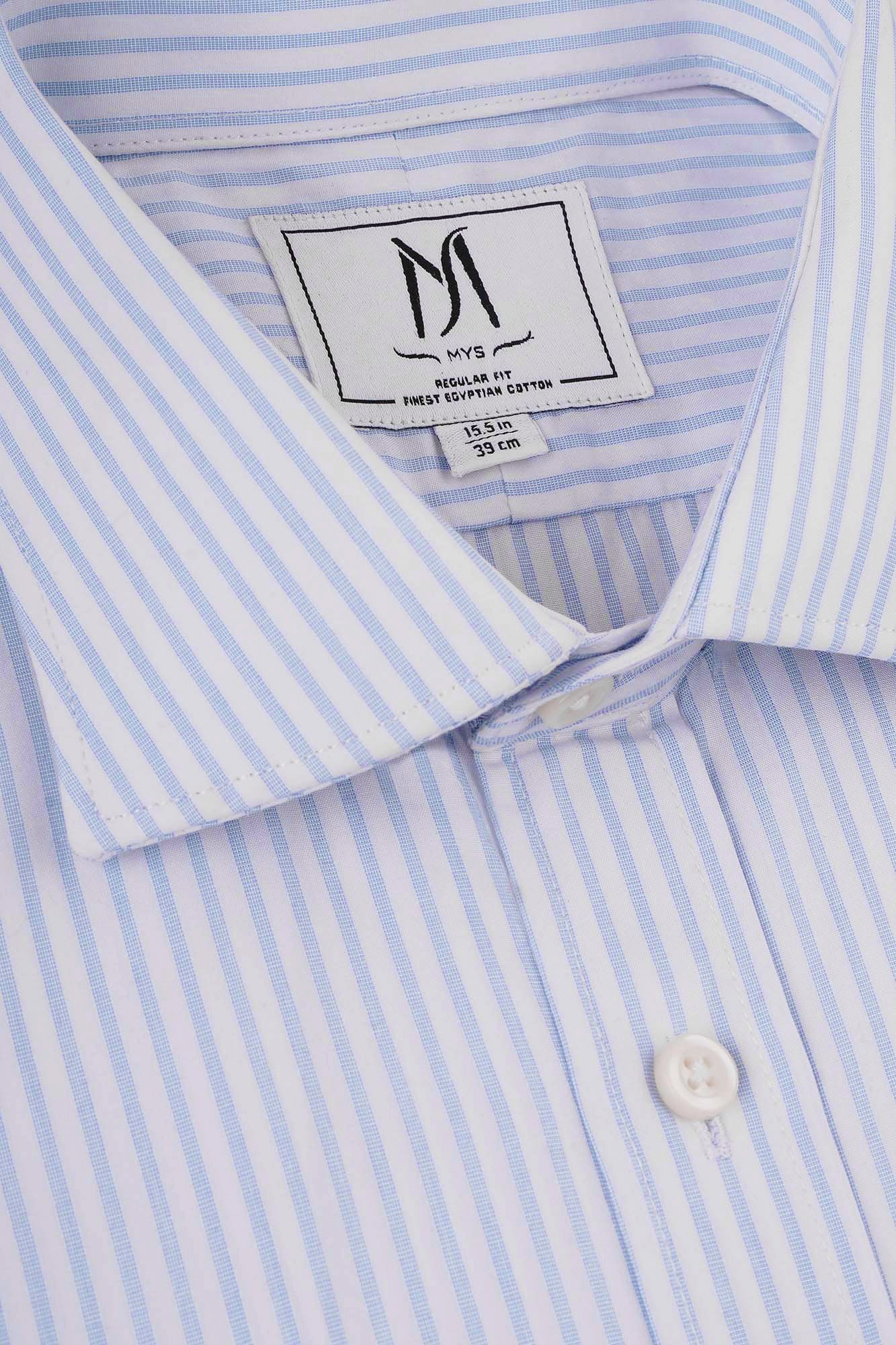 Light Blue Striped Poplin Shirt - Regular Fit