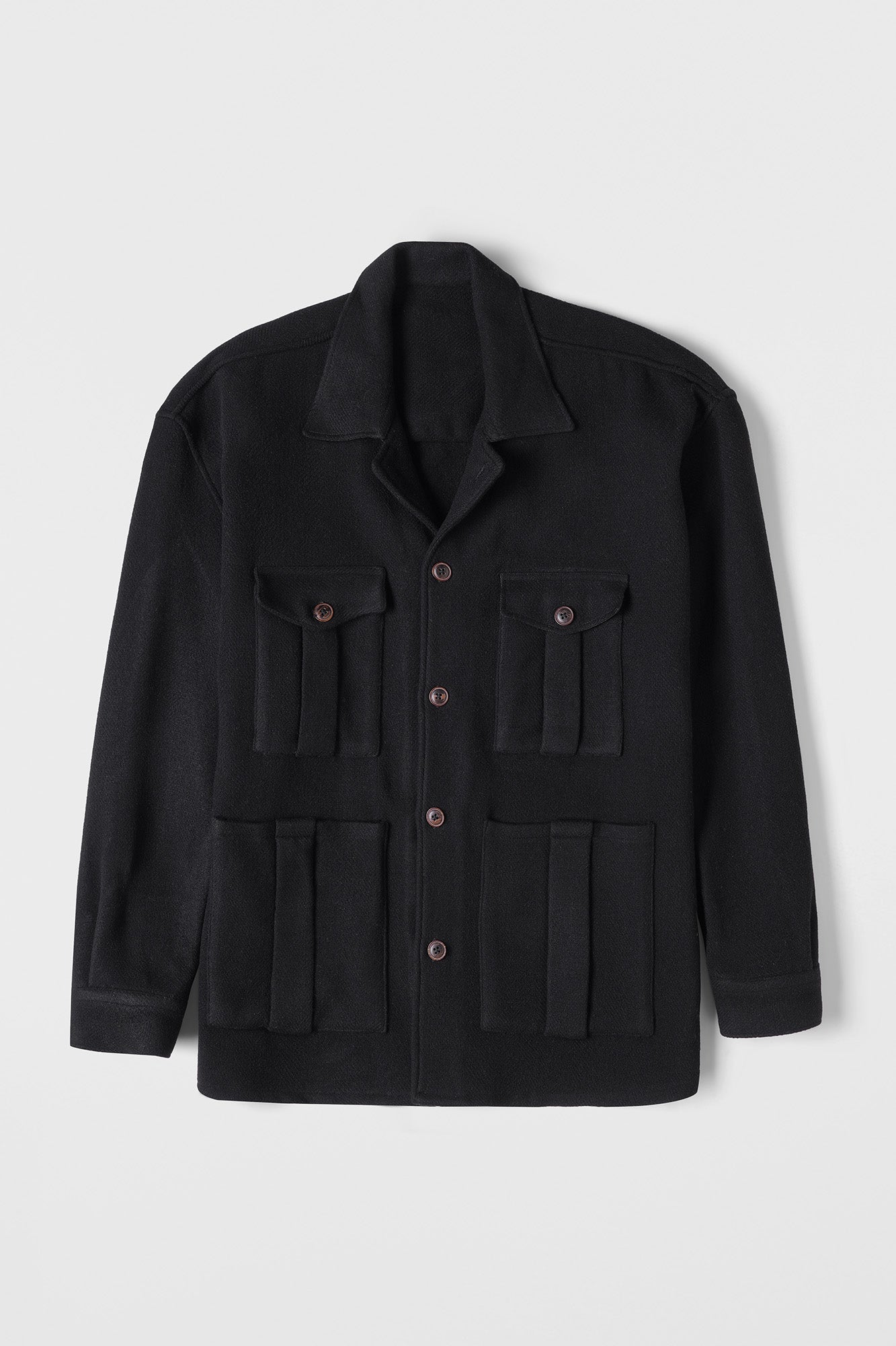 Herringbone Overshirt Black