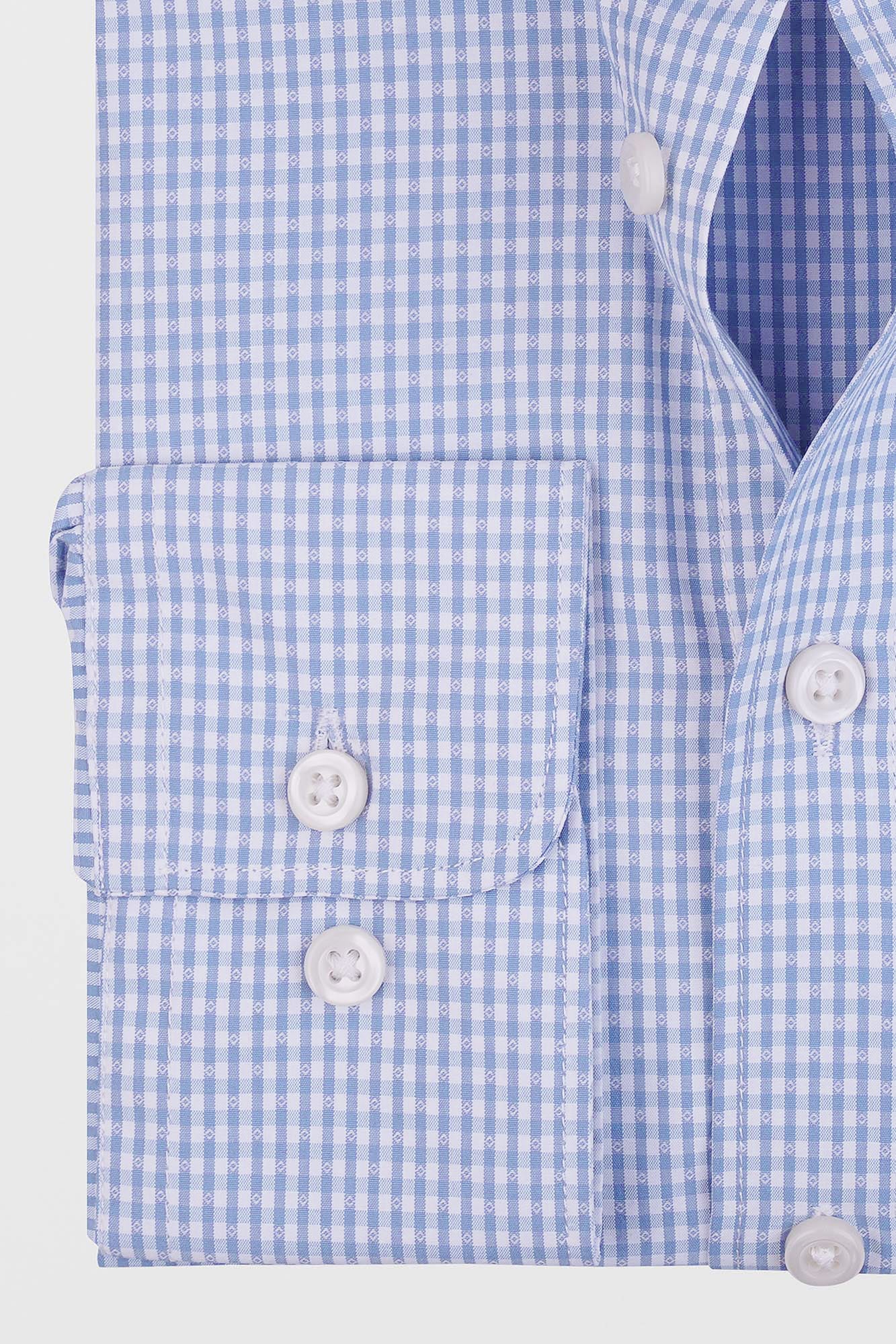 Light Blue Dobby Check Shirt