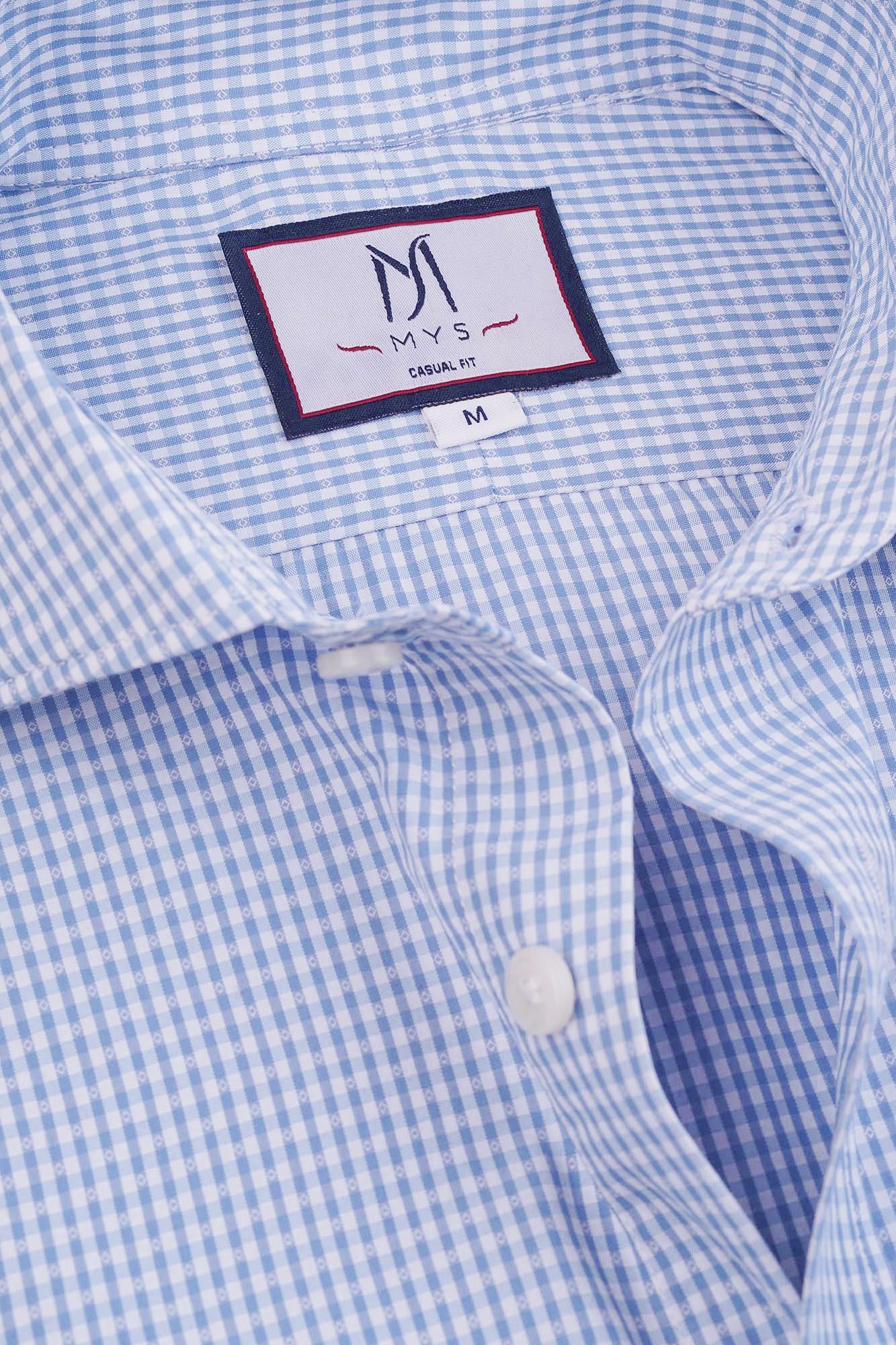 Light Blue Dobby Check Shirt