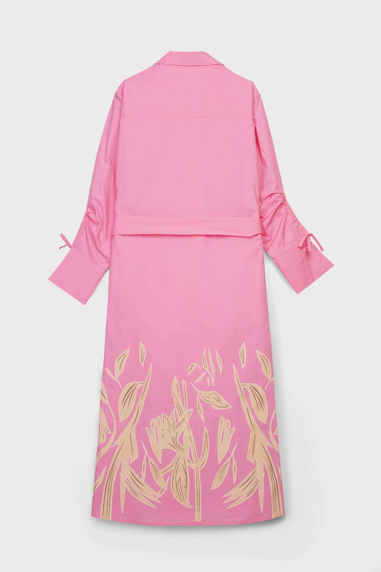 Pink Printed Poplin Long Shirt Dress