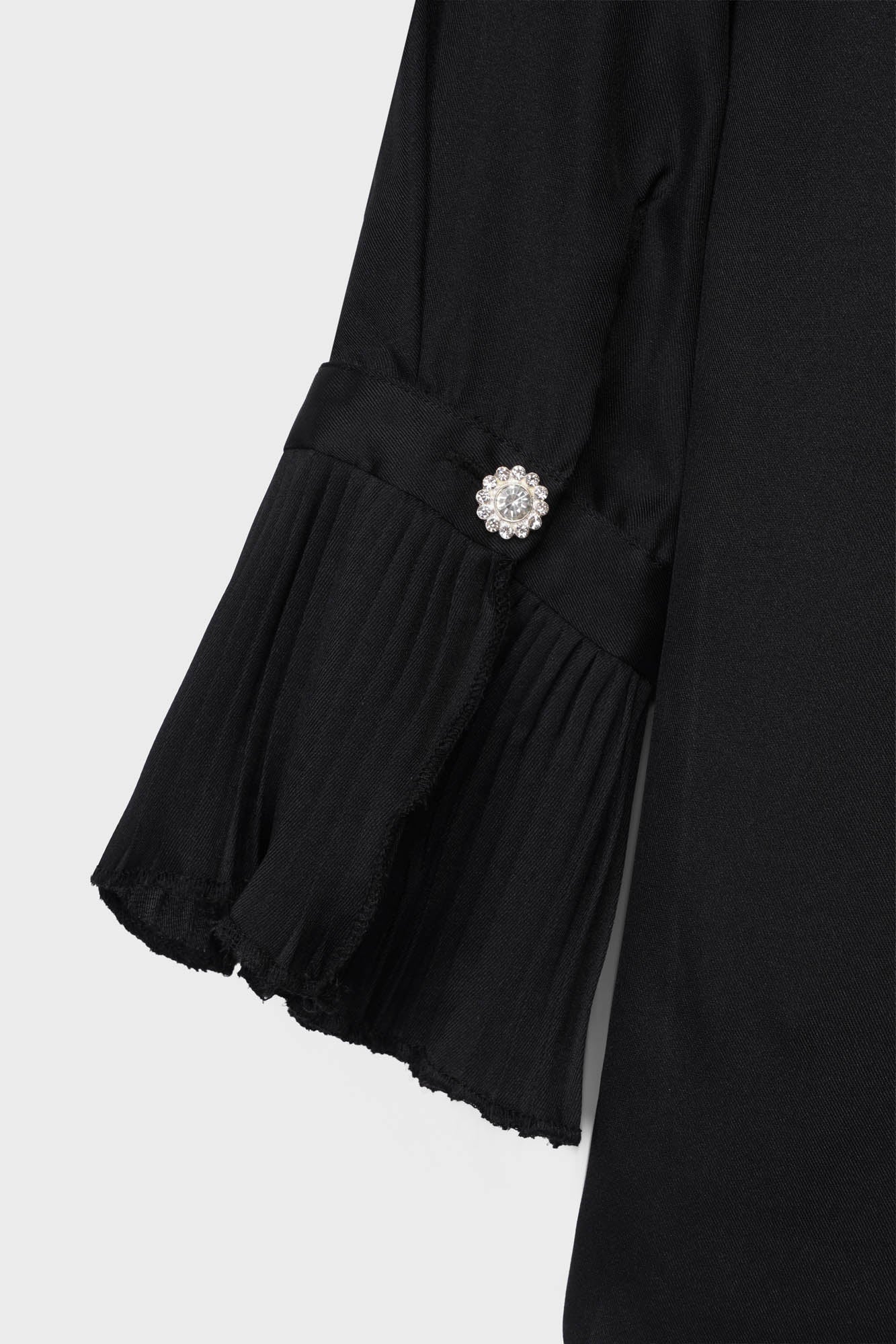 Black Satin Ruffle Shirt
