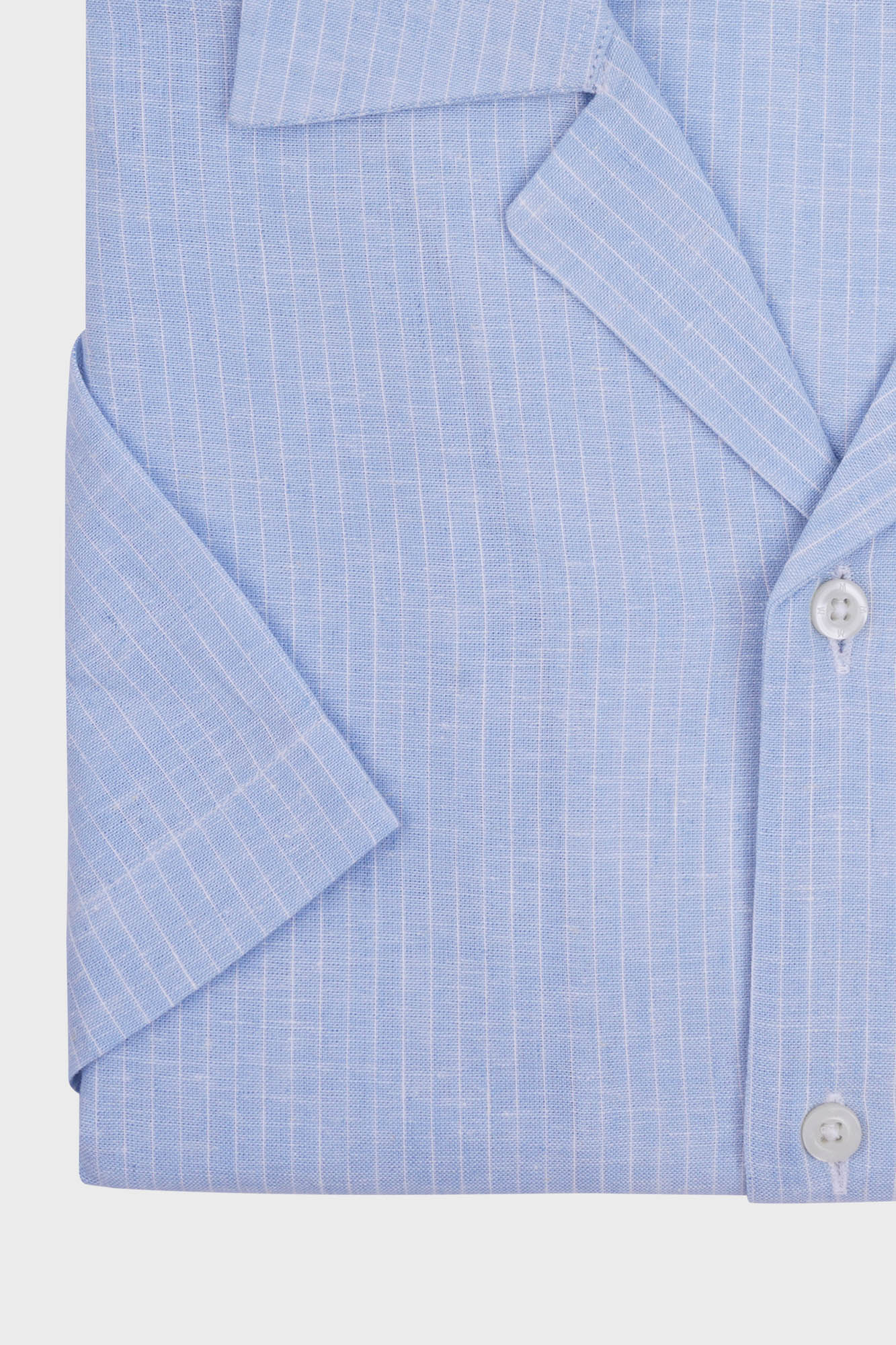 White Pin Stripe Linen Cotton Revere Shirt