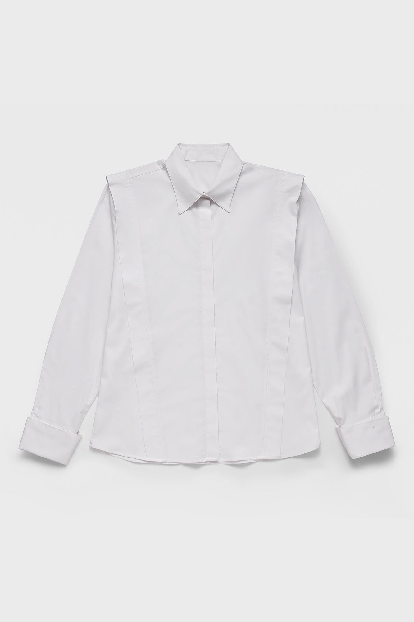 Poplin Shoulder Detail Stretch Shirt White
