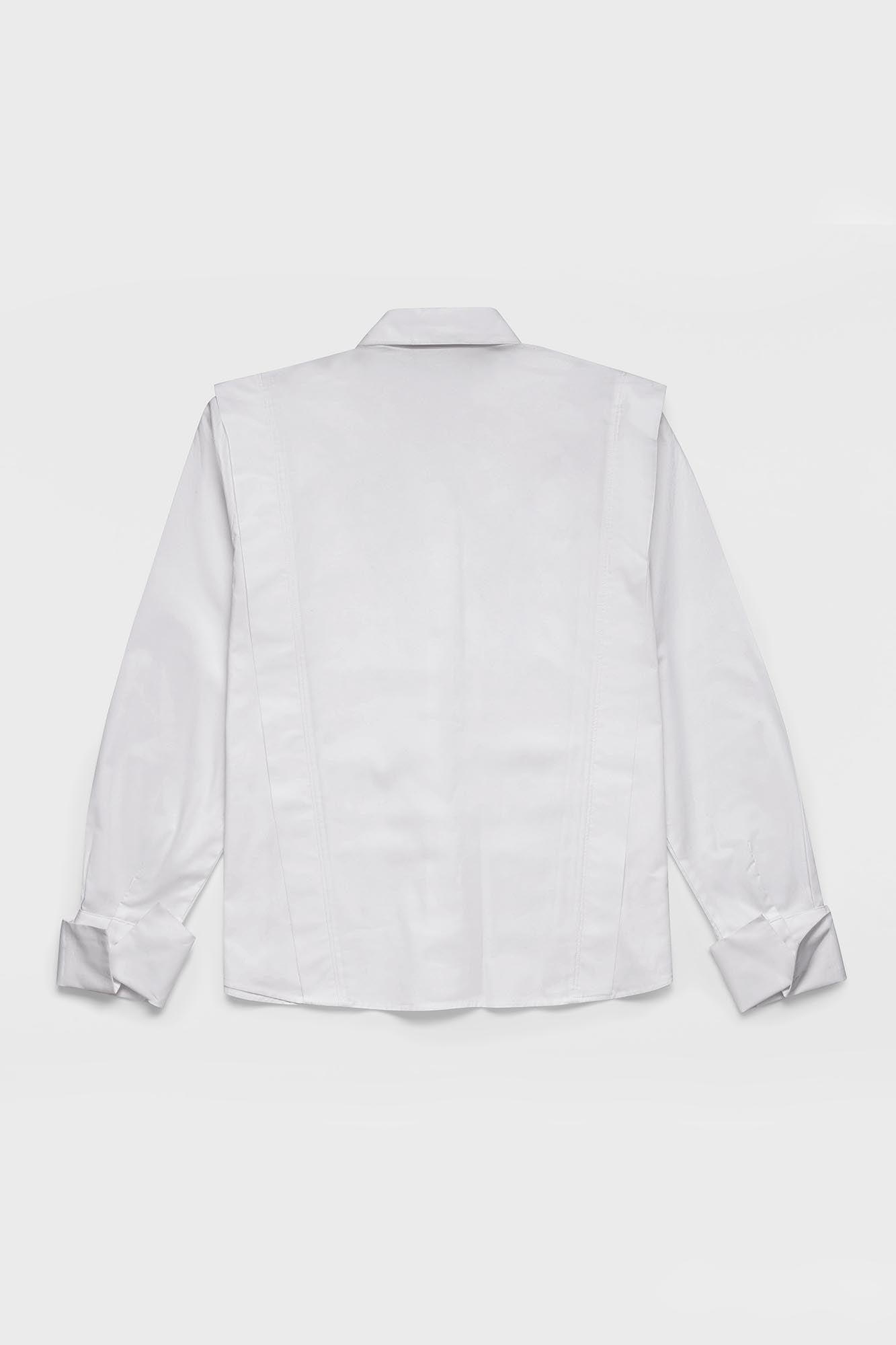Poplin Shoulder Detail Stretch Shirt White