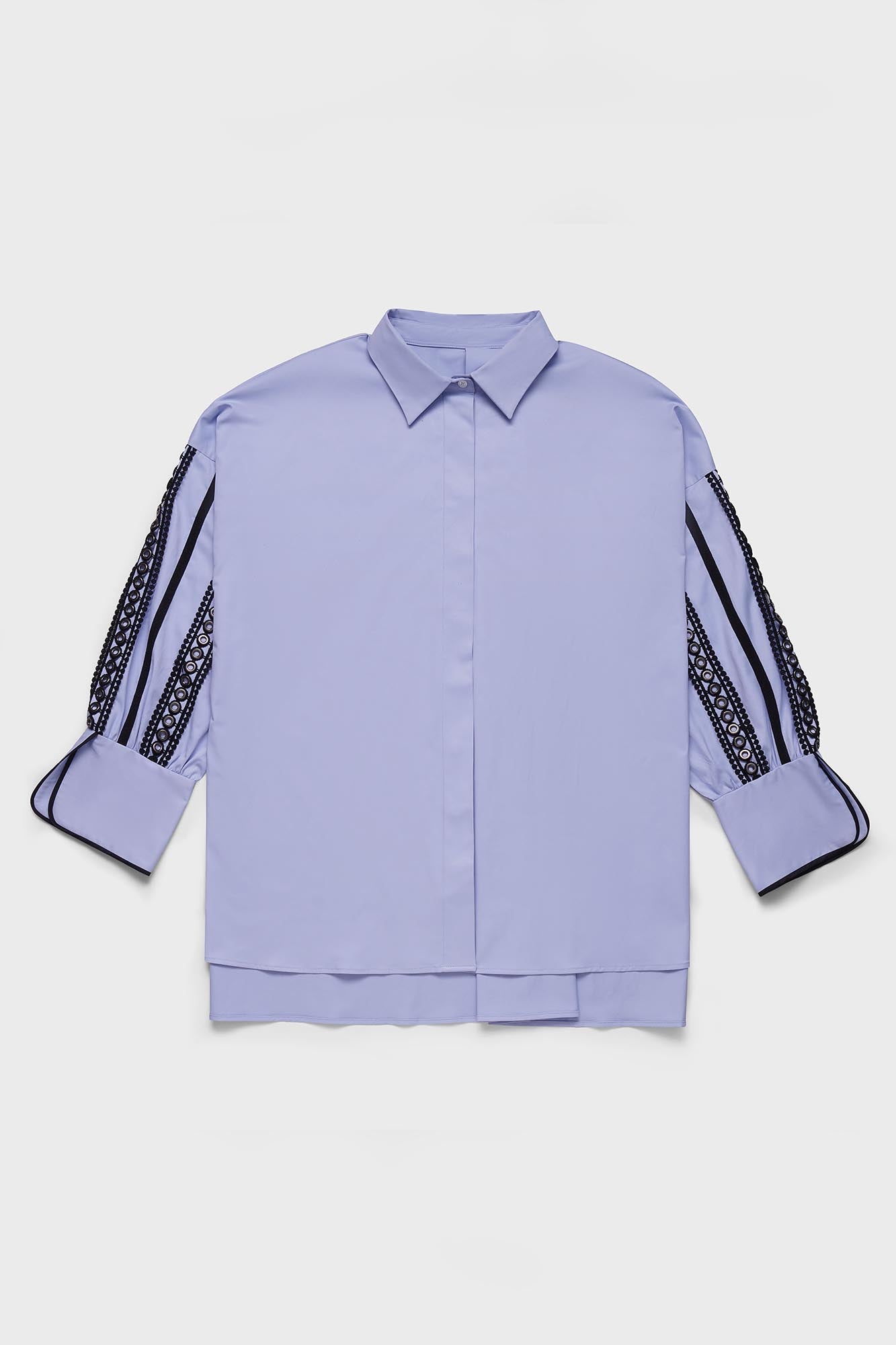 Light Blue Sleeve Detail Stretch Shirt