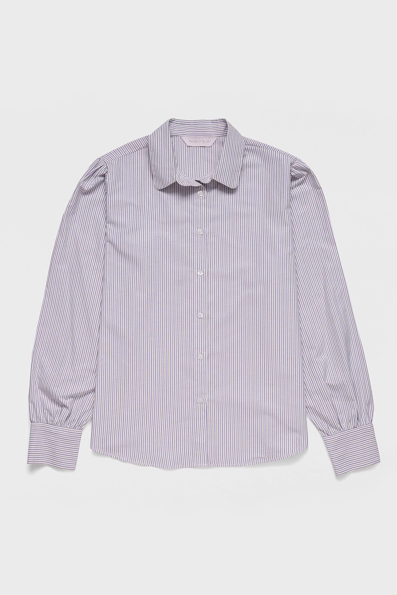 Striped Poplin Puff Sleeve Shirt