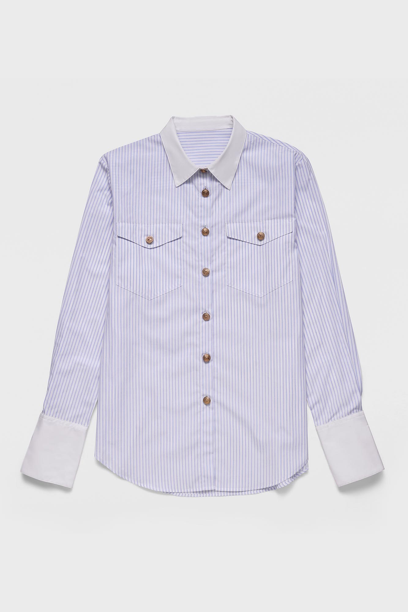 Light Blue Striped Poplin Contrast Shirt