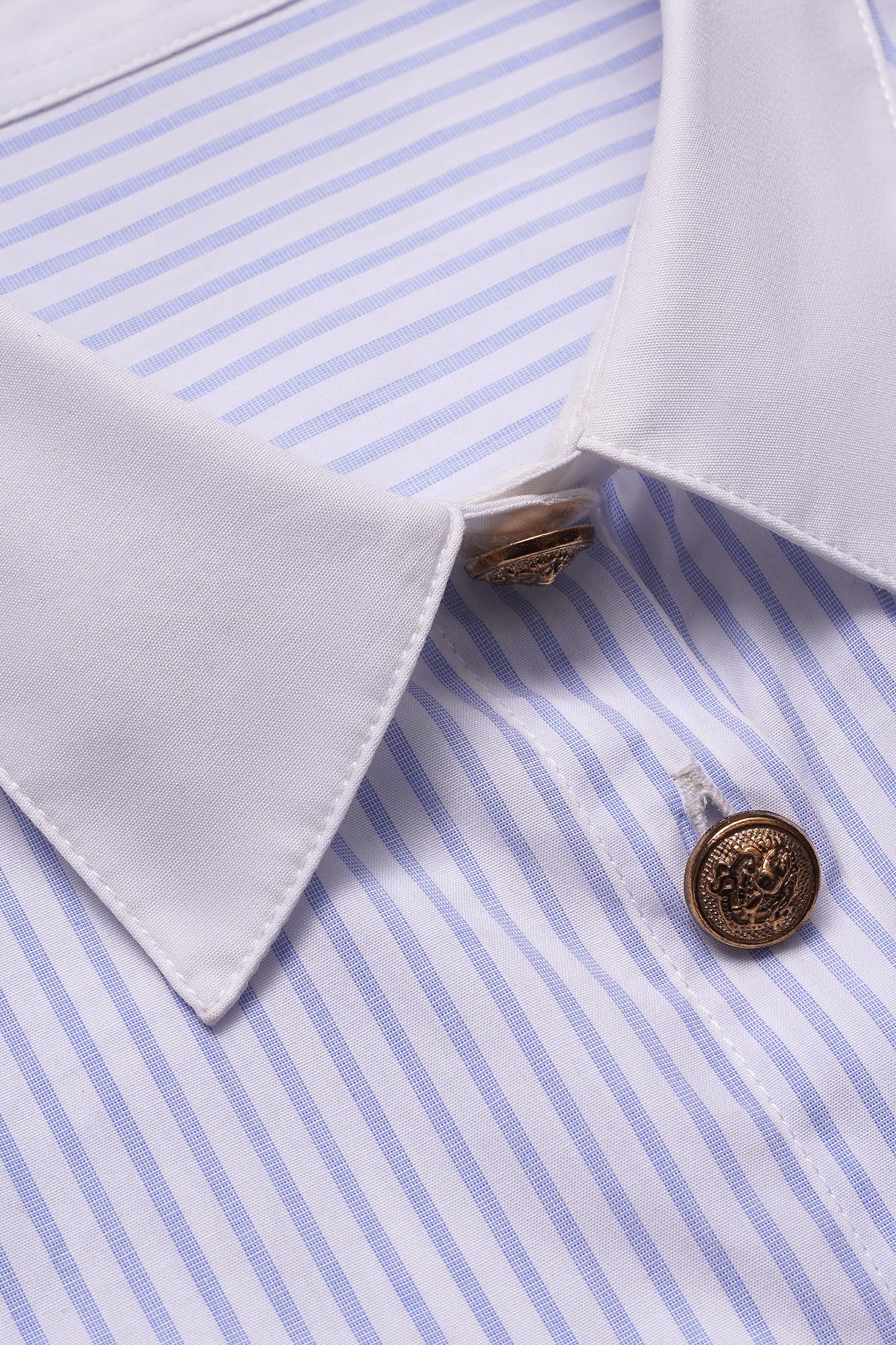 Light Blue Striped Poplin Contrast Shirt