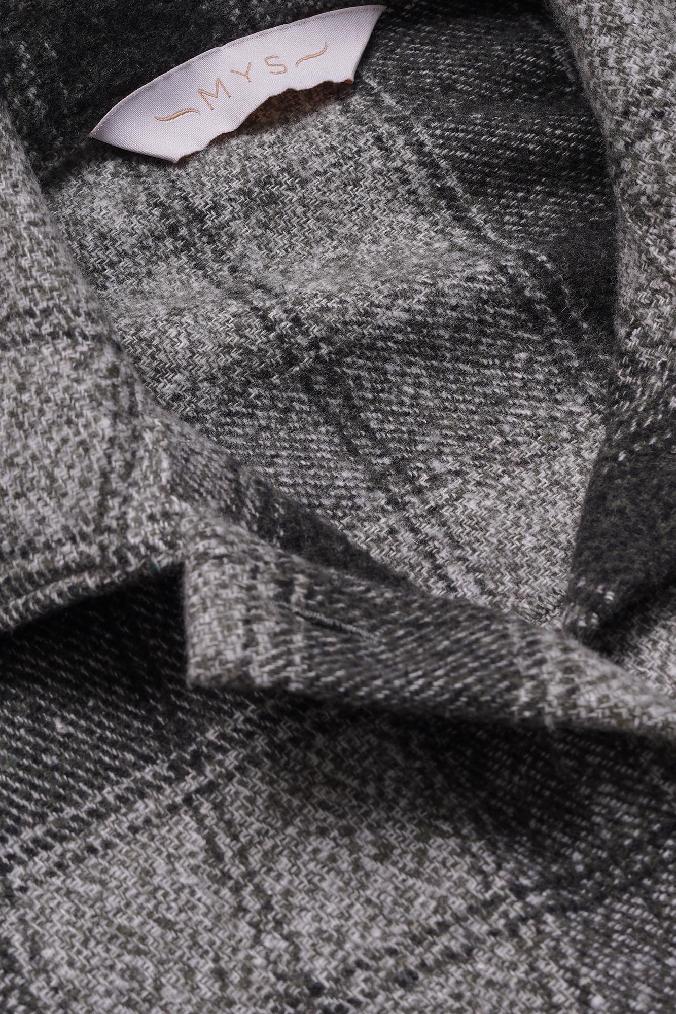 Brushed Checkered Overshirt with Flap Pockets Black