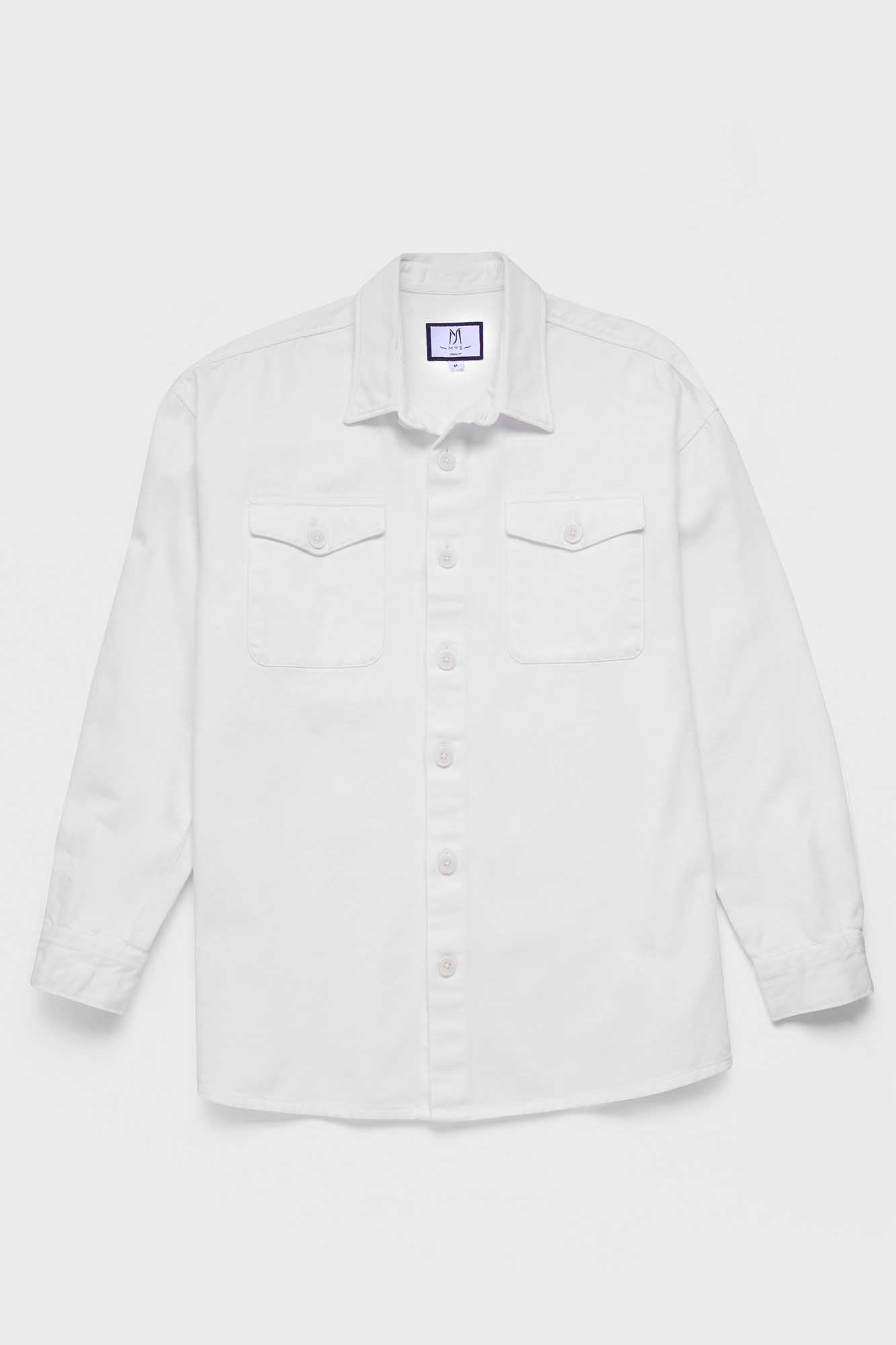 White Gaberdine Overshirt