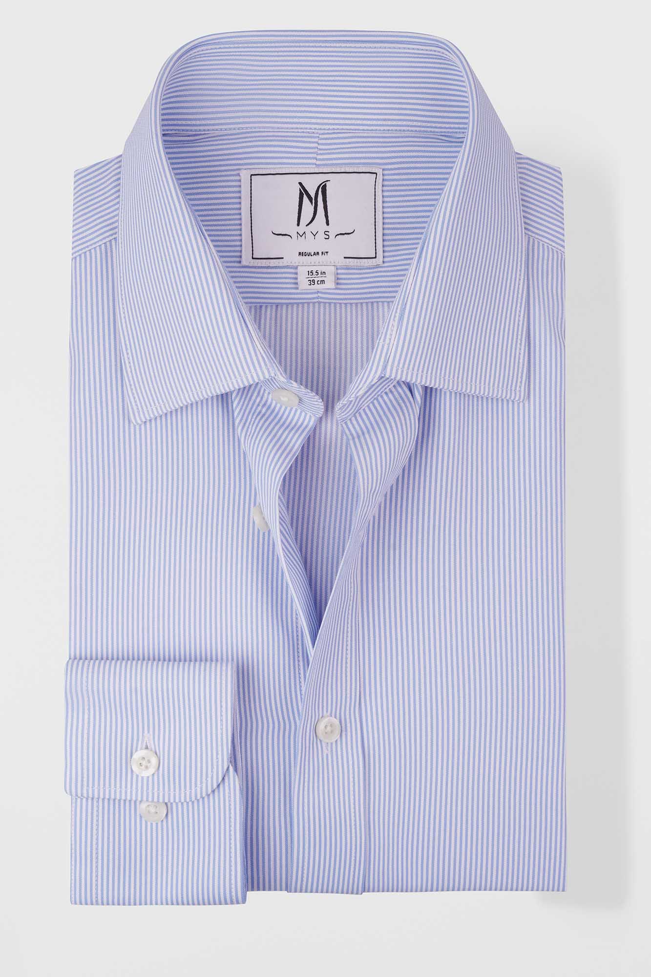 Light Blue Striped Twill Shirt - Regular Fit