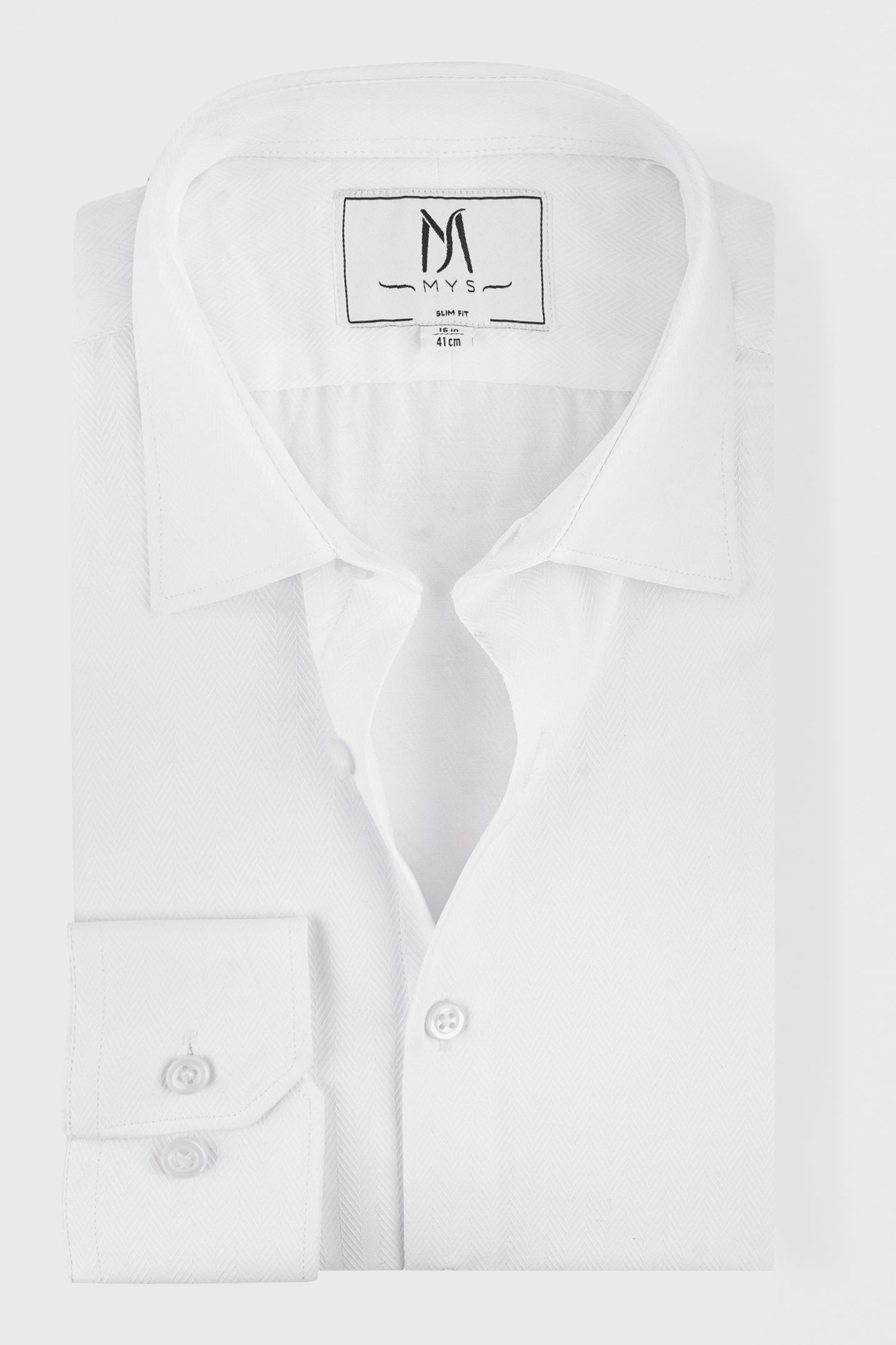 White Herringbone Shirt - Slim Fit