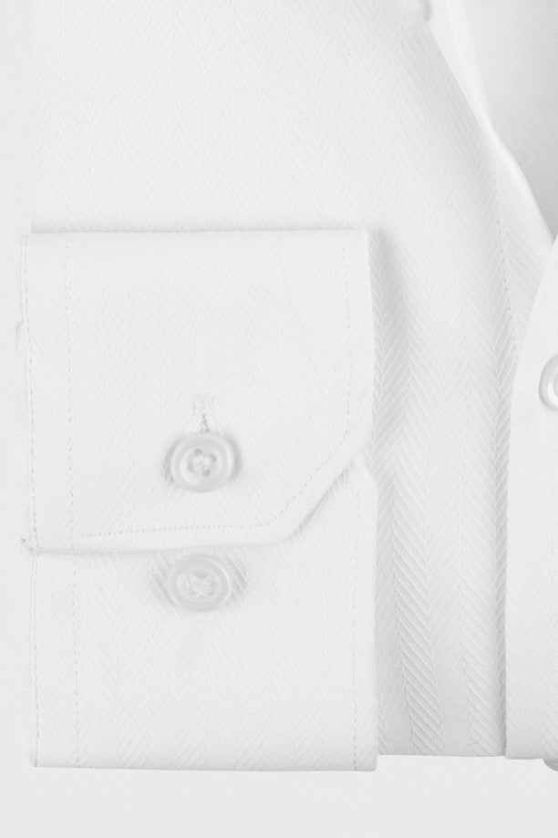 White Herringbone Shirt - Slim Fit