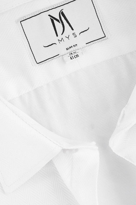 White Herringbone Shirt - Slim Fit